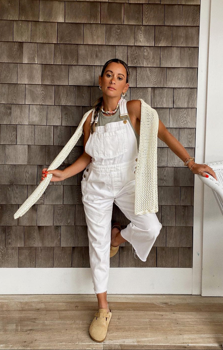 Relaxed White Denim Overalls for Women | Marfa