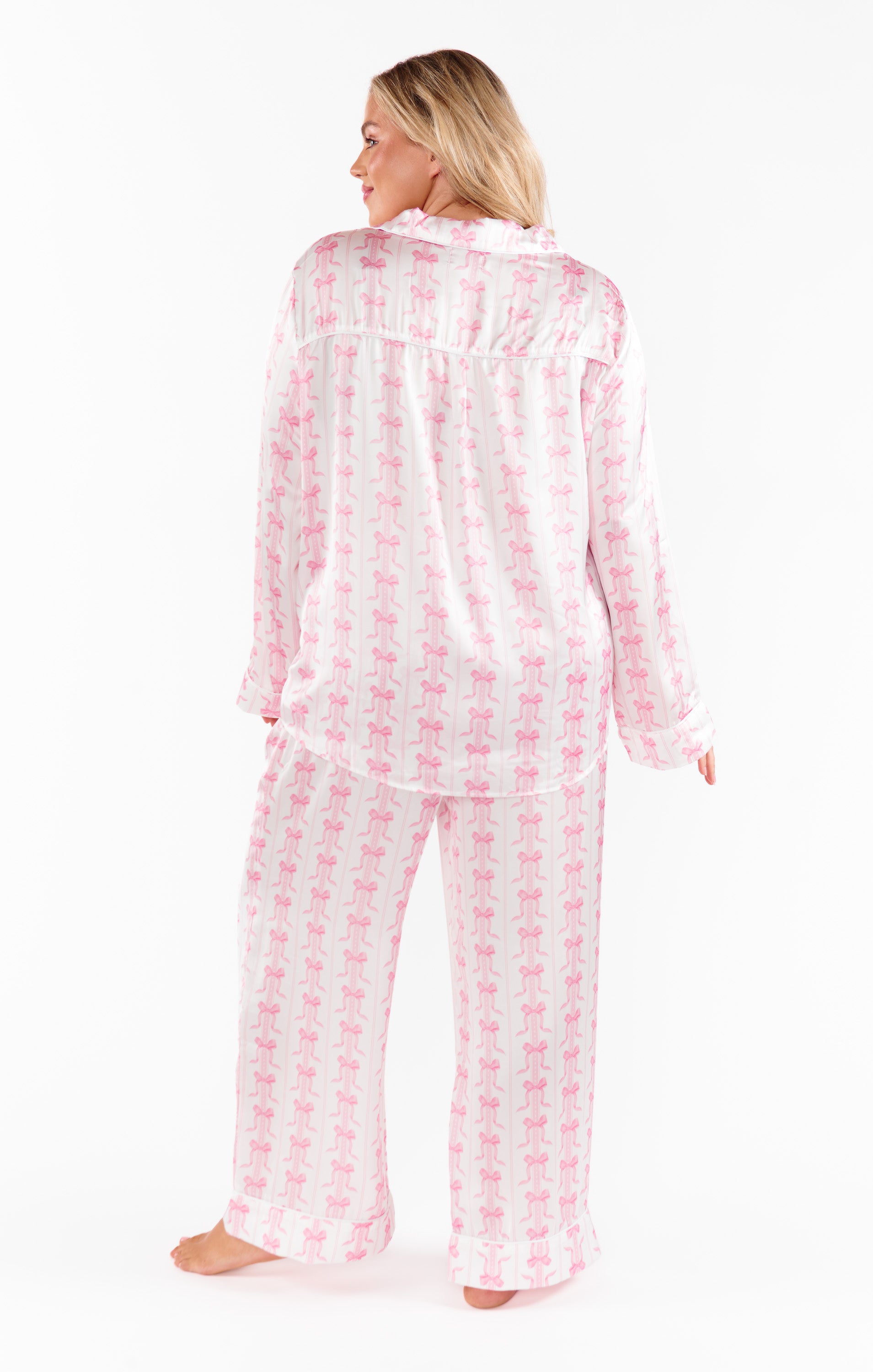 Silky Bow Print Pajama Set with Sleep Mask | Samantha Bow