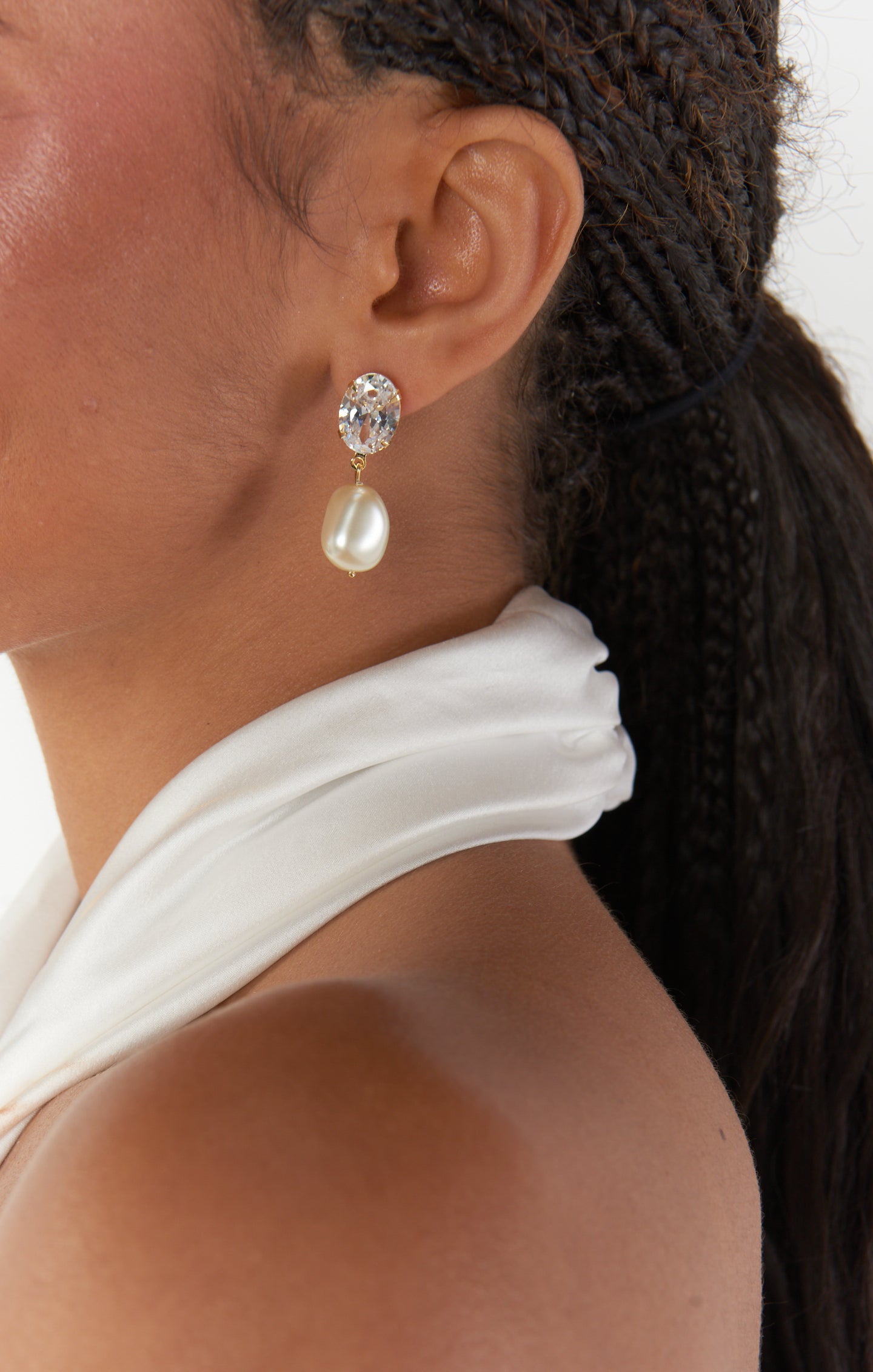 Pearl & CZ Drop Earrings for Bridal & Special Occasions | Faithy Jewels