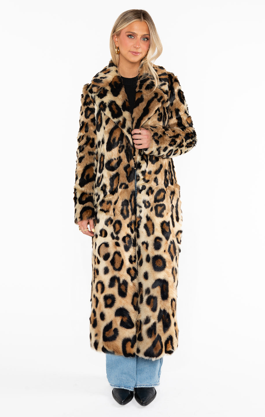 Leopard Print Faux Fur Jacket for Women | Miss Cindy