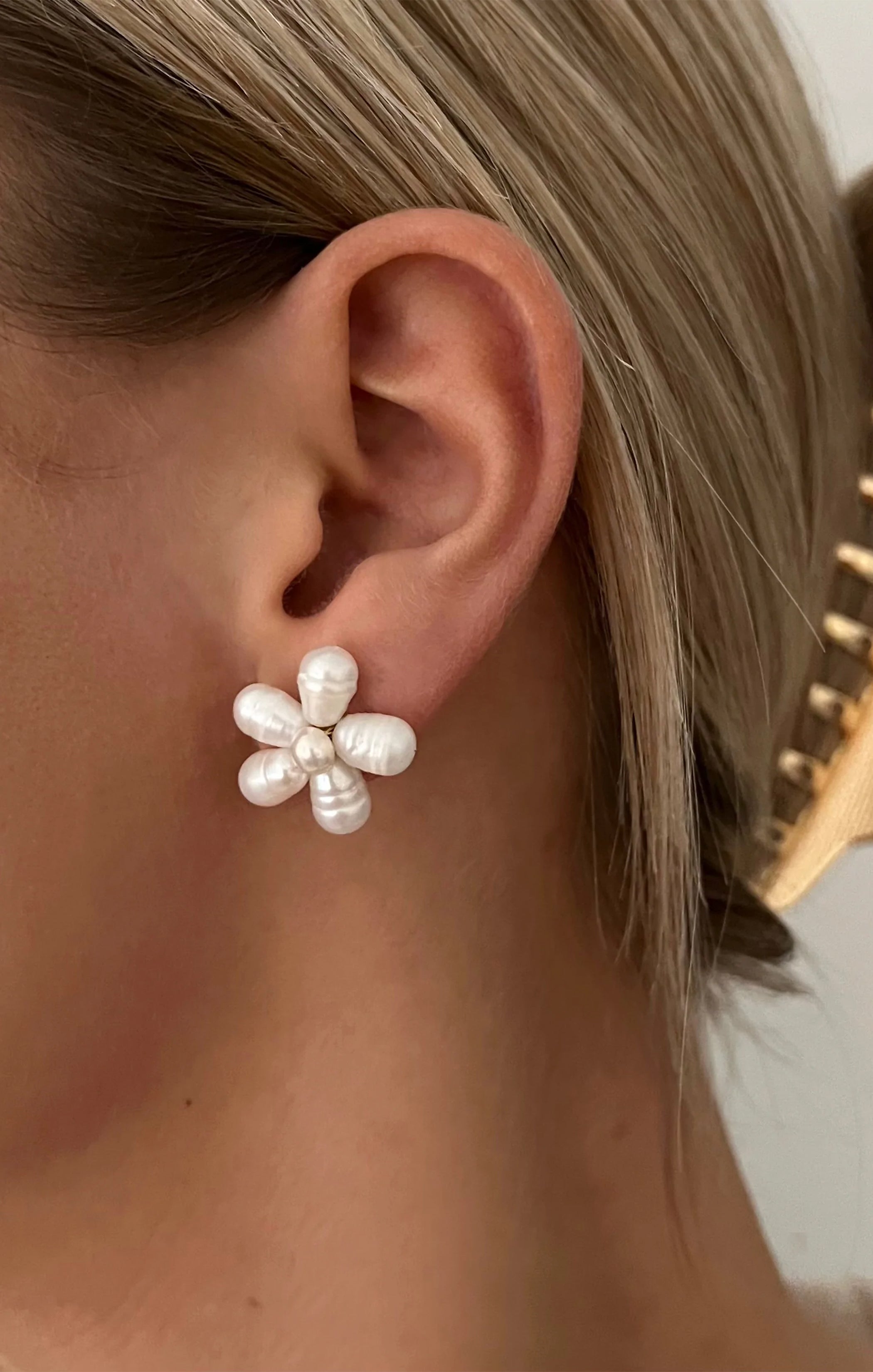 Freshwater Pearl Flower Stud Earrings for Women | ALV Jewels