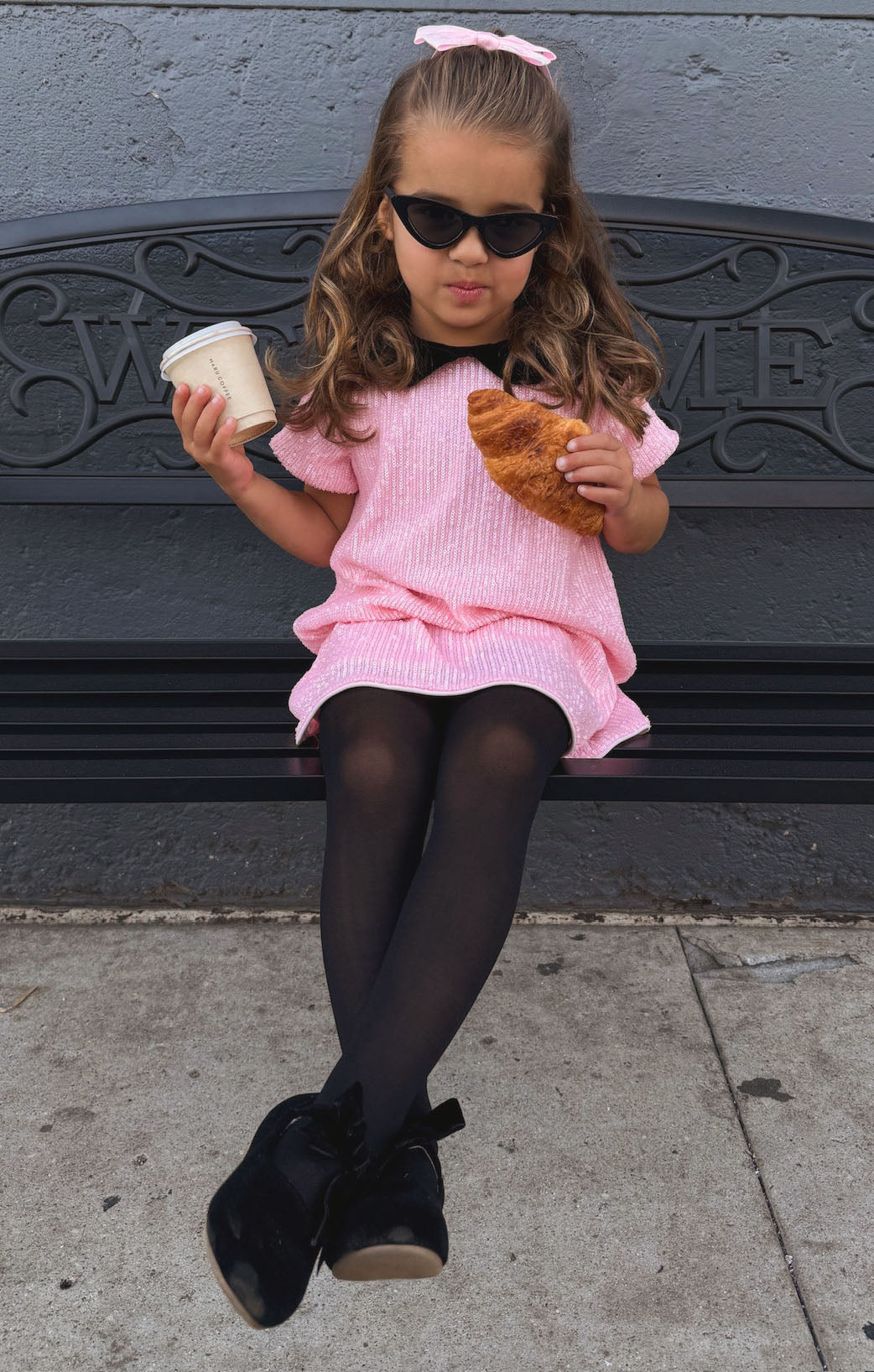 Sparkly Sequins Little Girl's Dress with Peter Pan Collar | Little Sugarplum