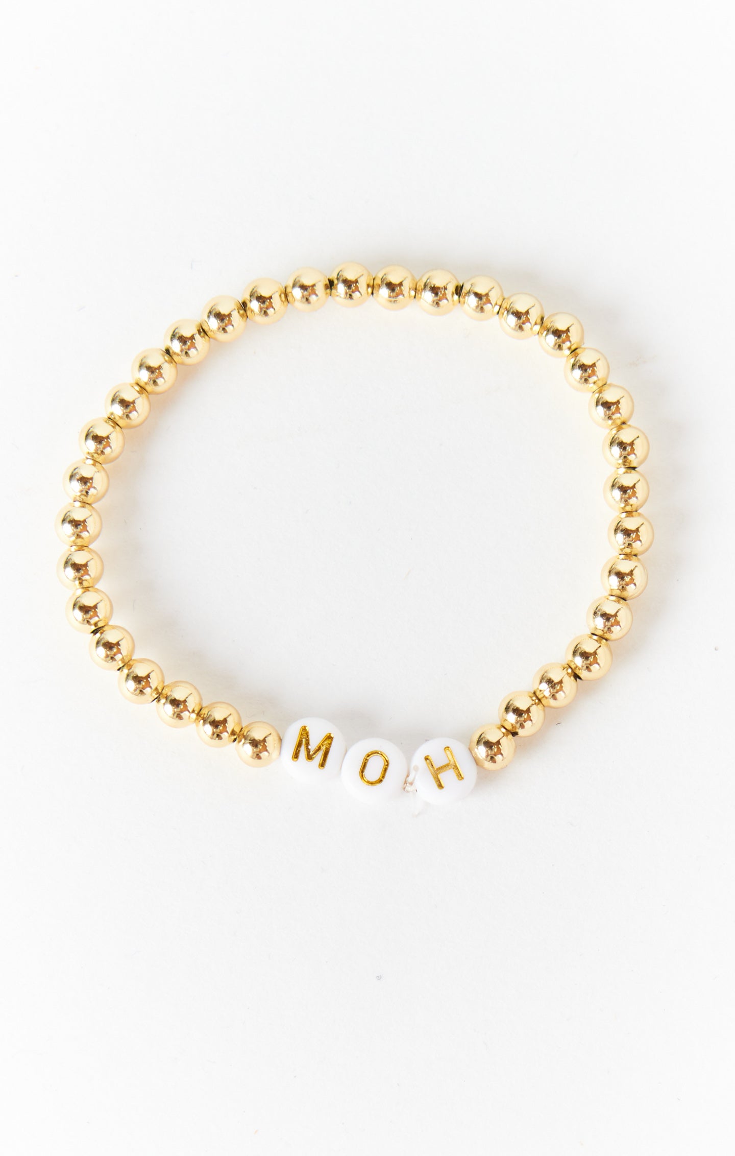 Gold & White Beaded MOH Bracelet for Best Friends | Handcrafted Gift