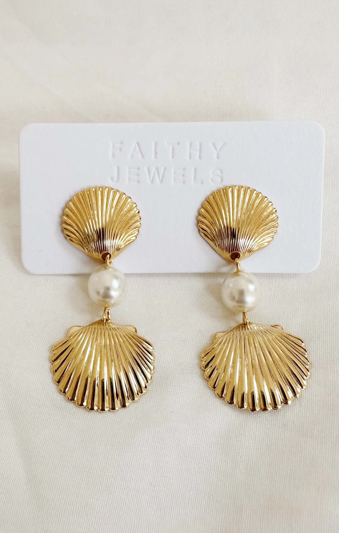 Gold Shell Earrings for Women | Faithy Jewels Palm Beach