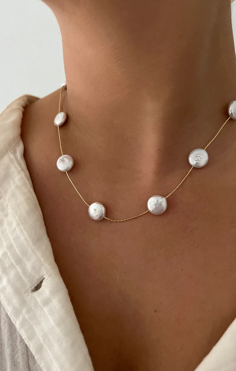 Lauren Pearl Necklace in Gold | ALV Jewels