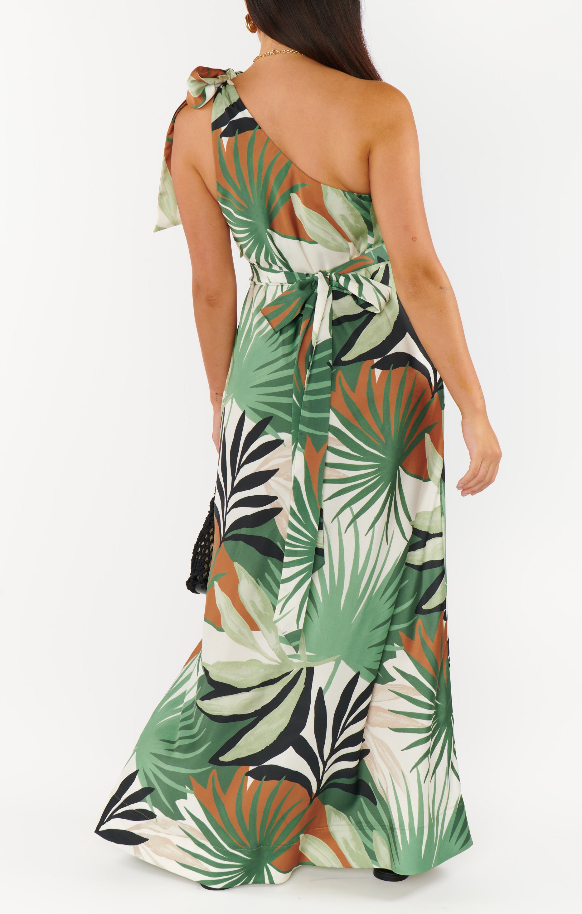 One-Shoulder Maxi Dress with Waist Sash | Jackie Caribbean Palms