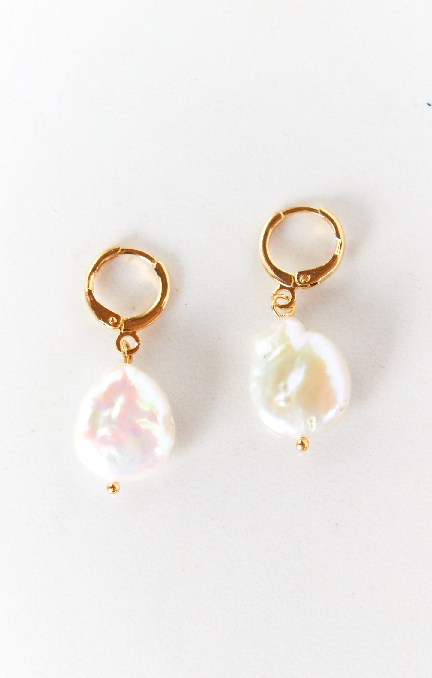 Pearl Drop Huggie Earrings in 18K Gold Plated | Elegant Jewelry