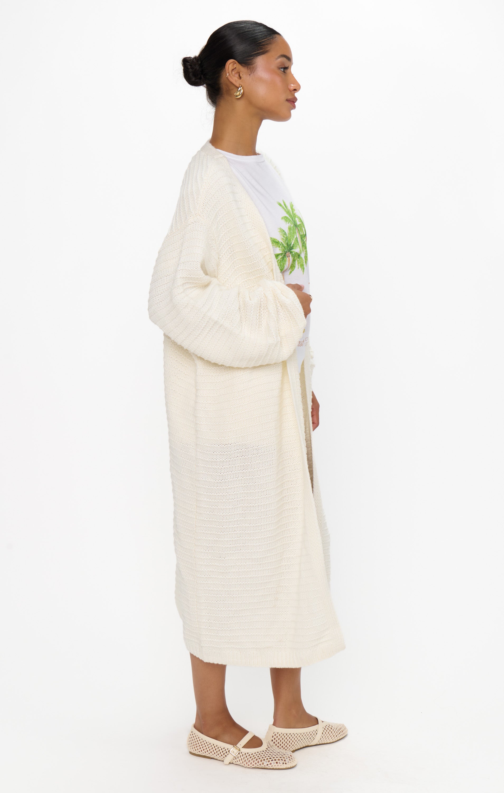 Chunky Knit Cardigan with Puffy Sleeves | Buttercream Unwind