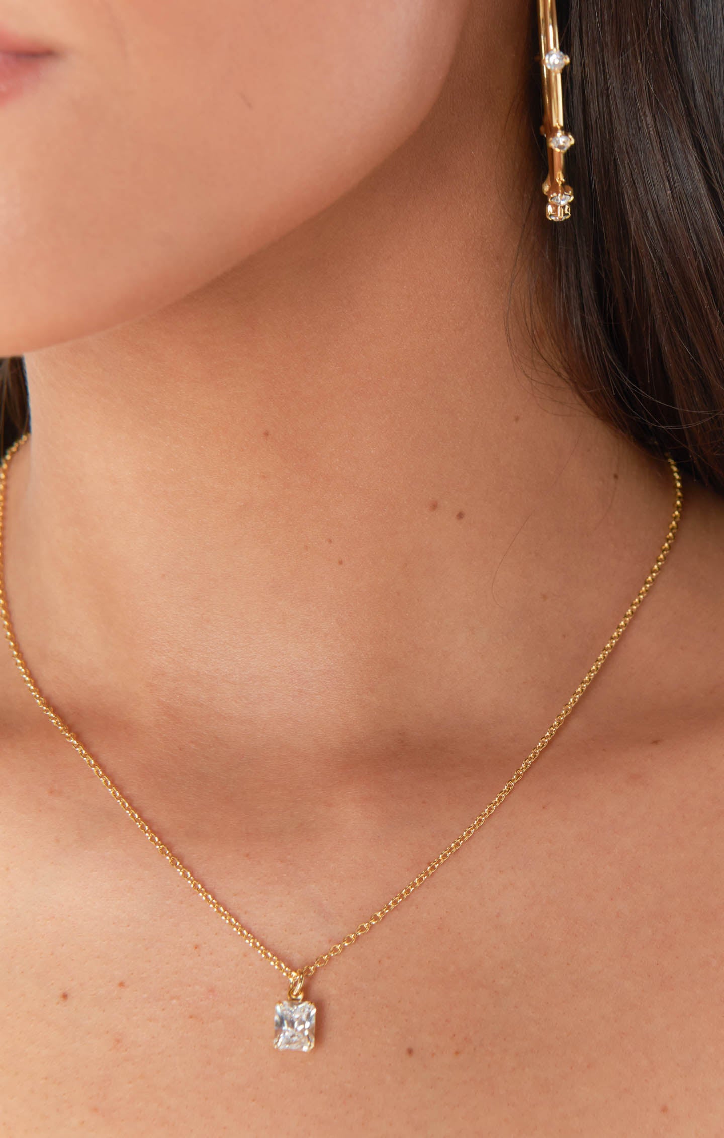 Emerald Cut Gold Pendant Necklace for Women | Faithy Jewels