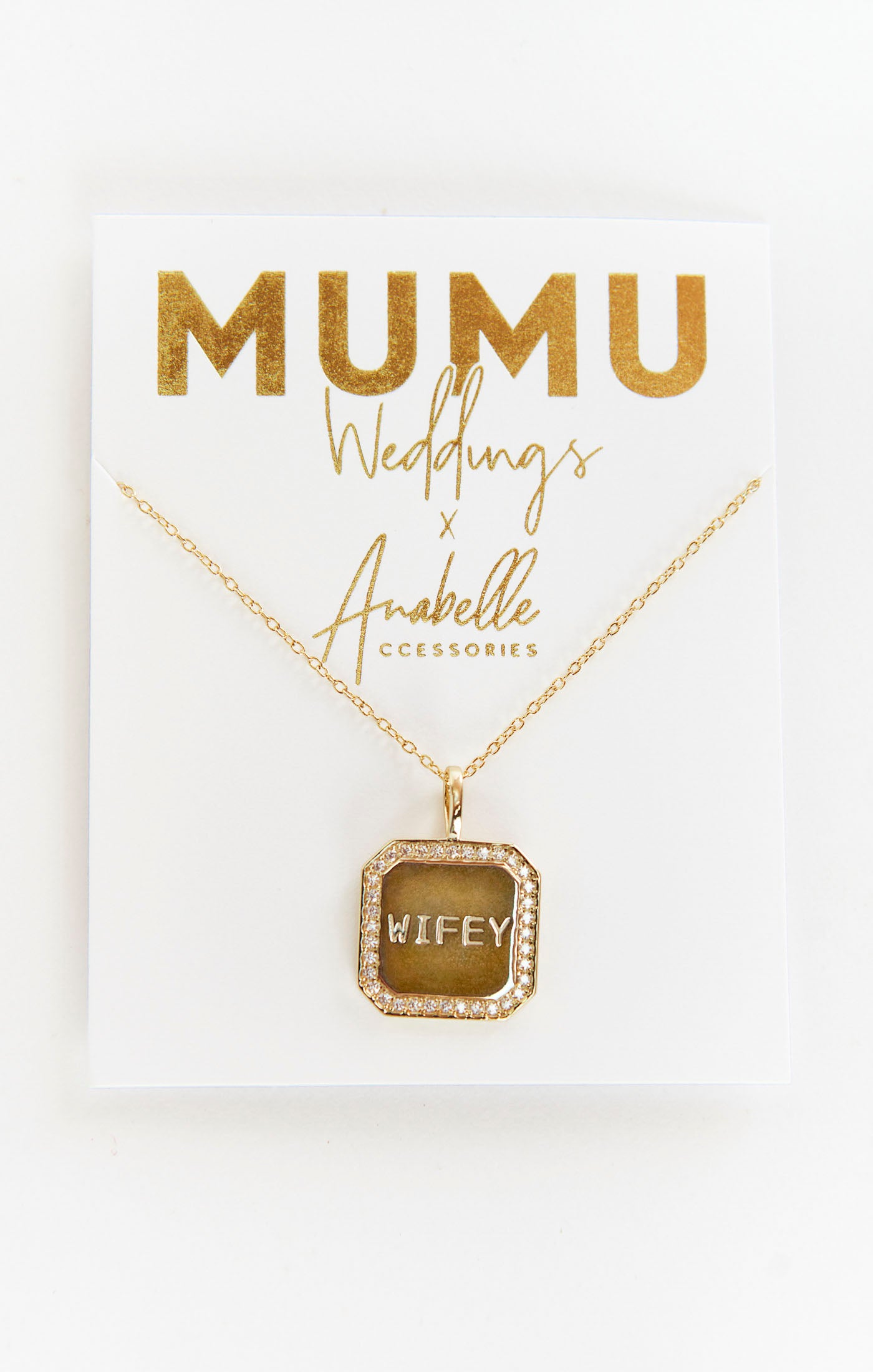 14K Gold Plated Wifey Necklace | Handmade Bridal Jewelry