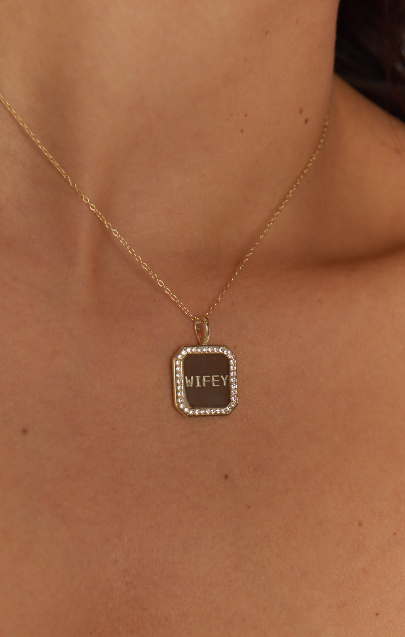 14K Gold Plated Wifey Necklace | Handmade Bridal Jewelry