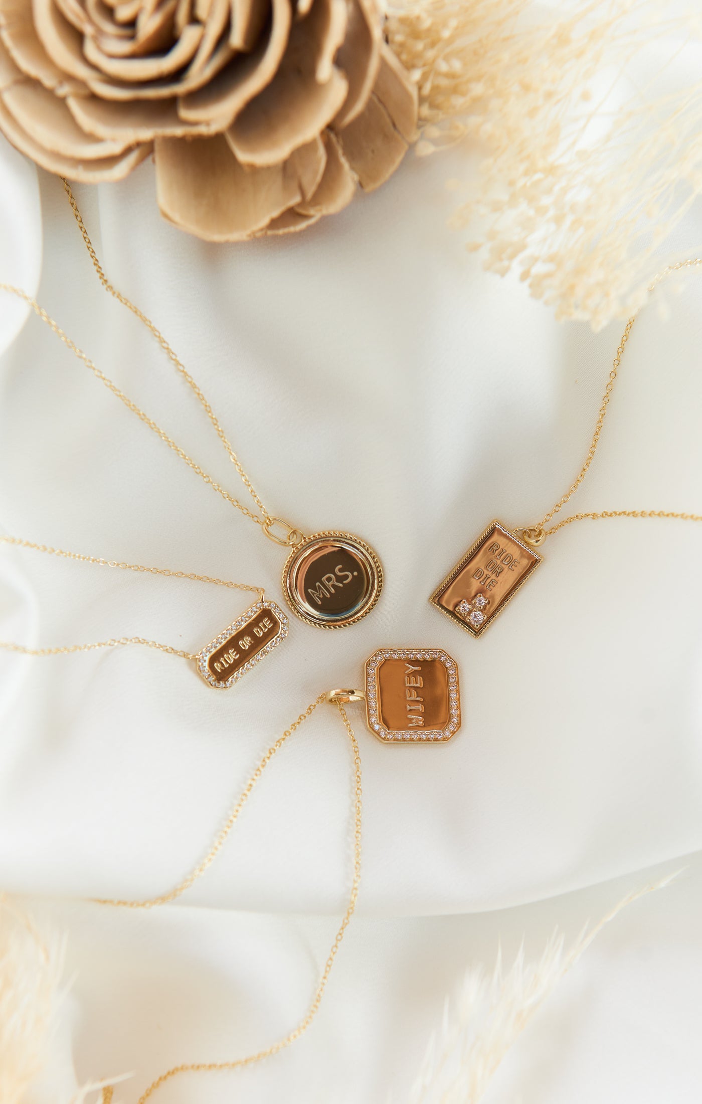14K Gold Plated Wifey Necklace | Handmade Bridal Jewelry