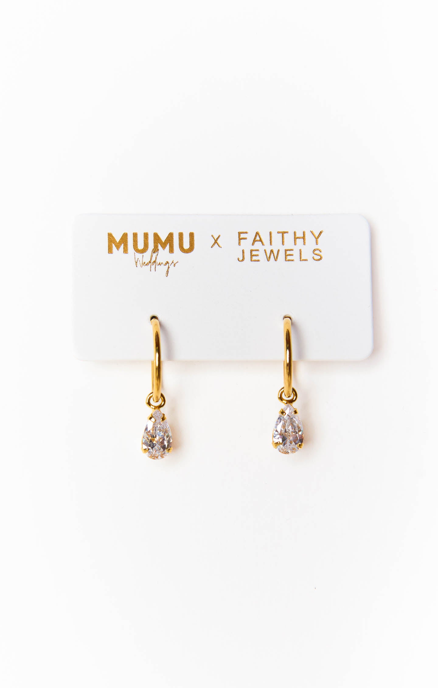 Pear Drop Hoop Earrings in Gold for Bridal & Weddings | Faithy Jewels