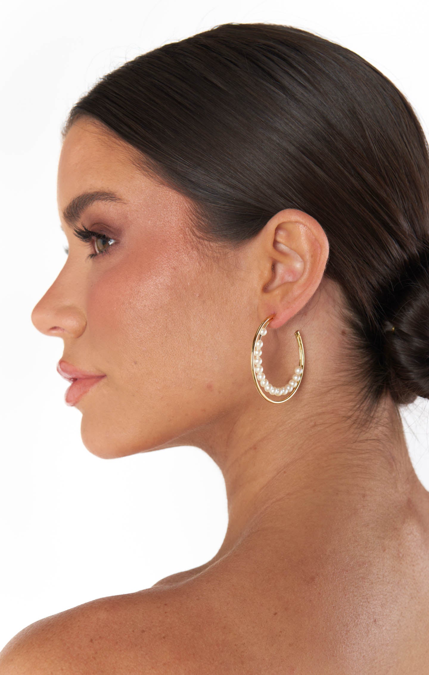 Gold Pearl Hoop Earrings for Women | Faithy Jewels Tori Hoop