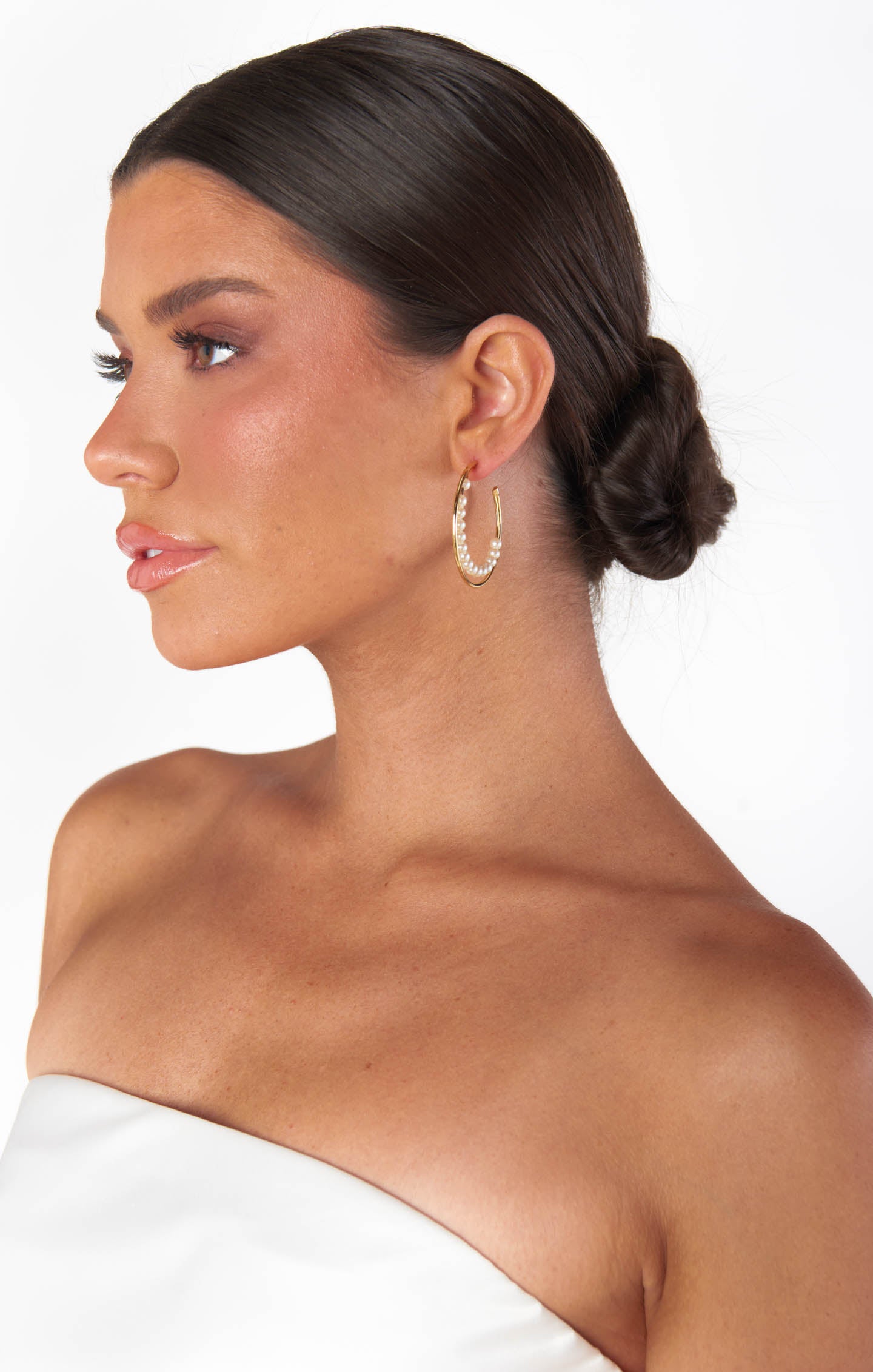Gold Pearl Hoop Earrings for Women | Faithy Jewels Tori Hoop