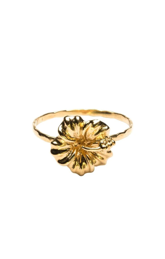 Hawaiian Hibiscus Ring in 14K Gold | Ki.ele Jewelry