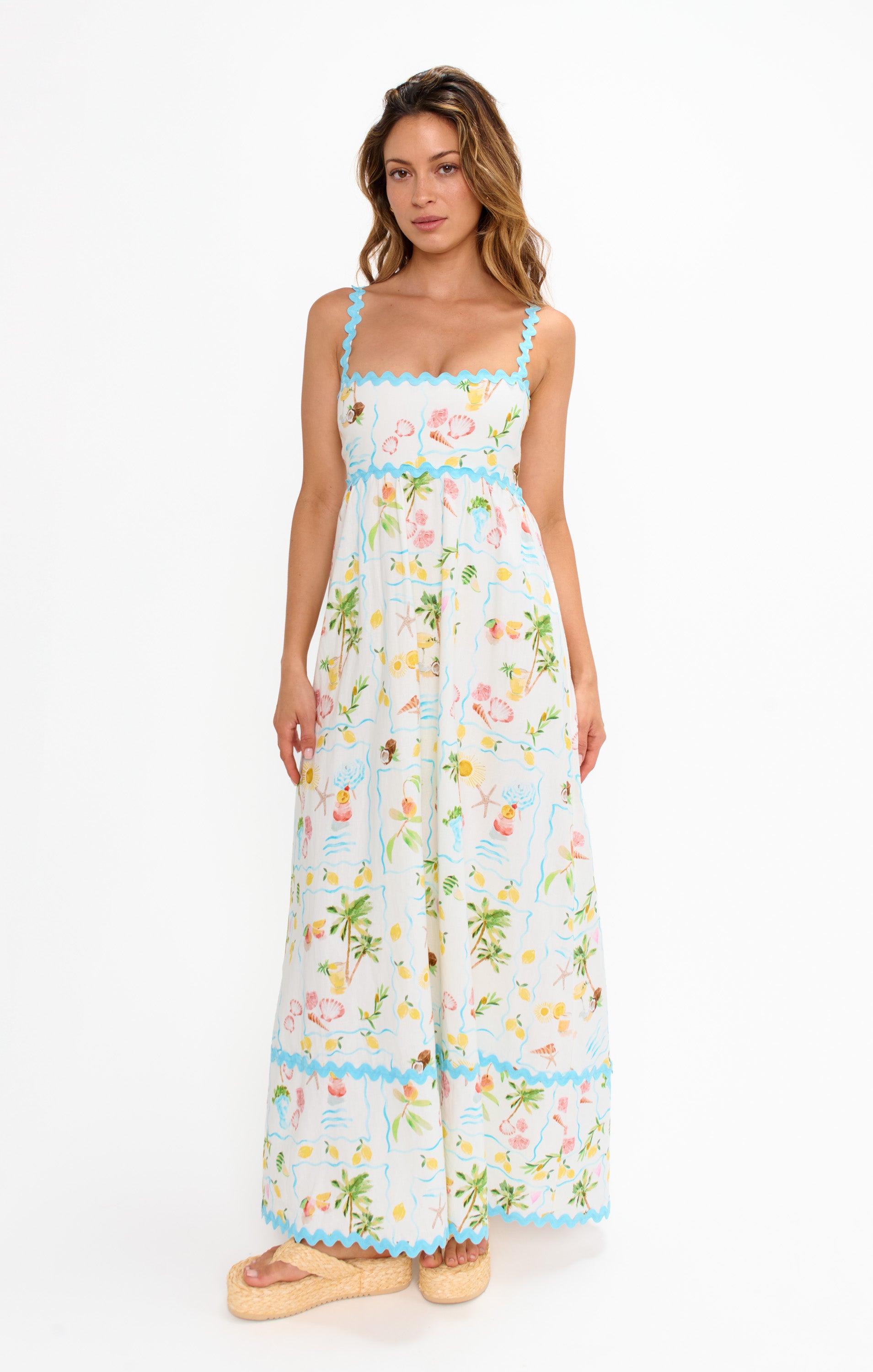 Seaside Blue Scallop Maxi Dress with Ruffled Hem | Getaway