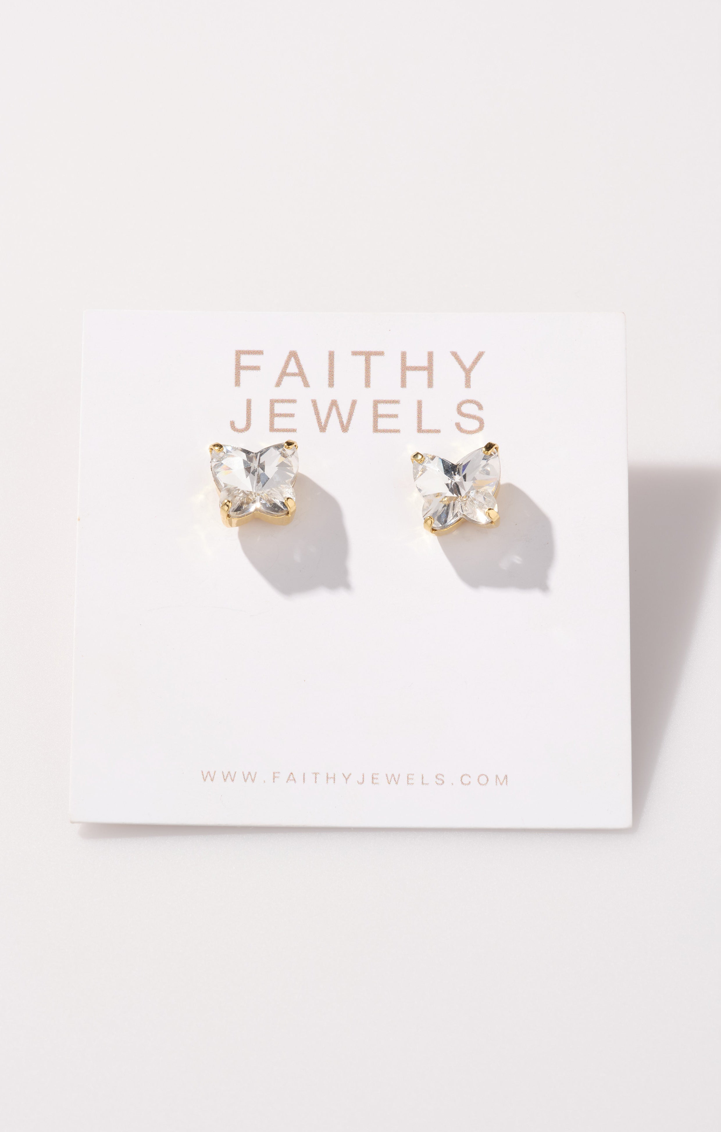 Gold Butterfly Stud Earrings with Crystals | Faithy Jewels Claire