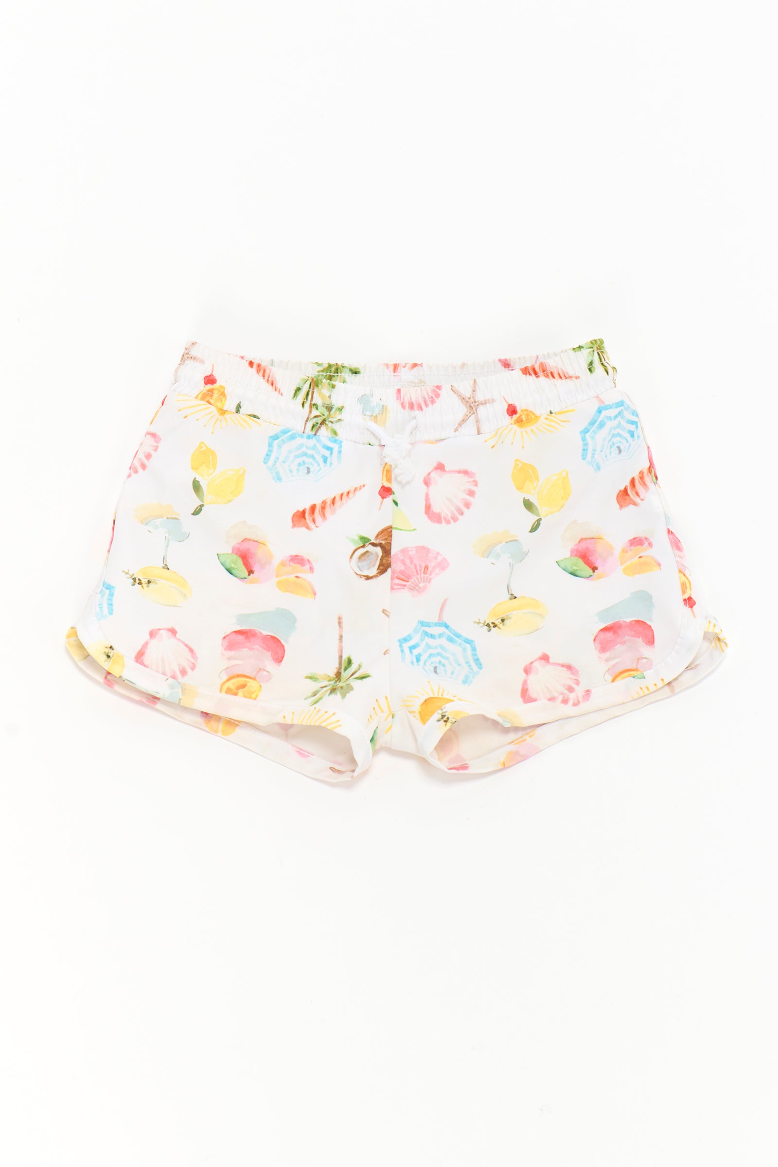 Beach Trunks for Kids with Seaside Print | Little Beach Bum
