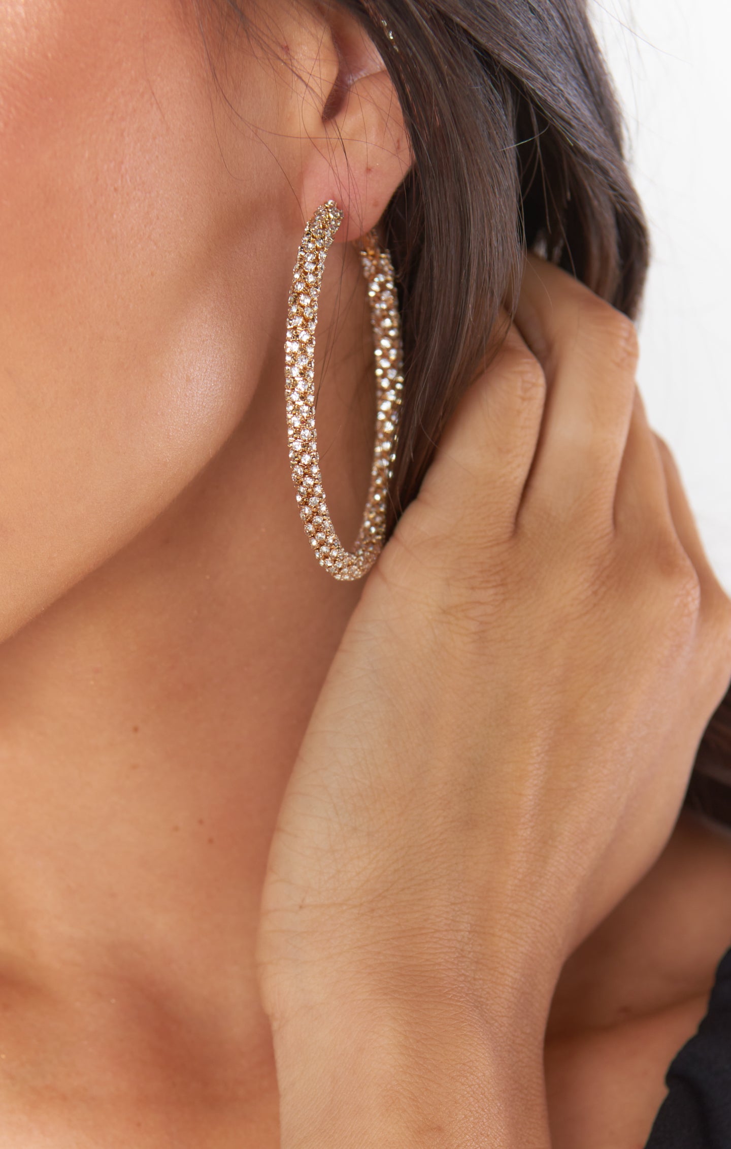 Gold Rhinestone Hoop Earrings for Women | Lex Jewelry