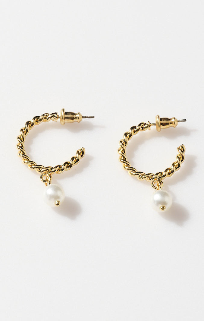 Pearl Hoop Earrings in Gold for Bridal & Special Occasions | Faithy Jewels