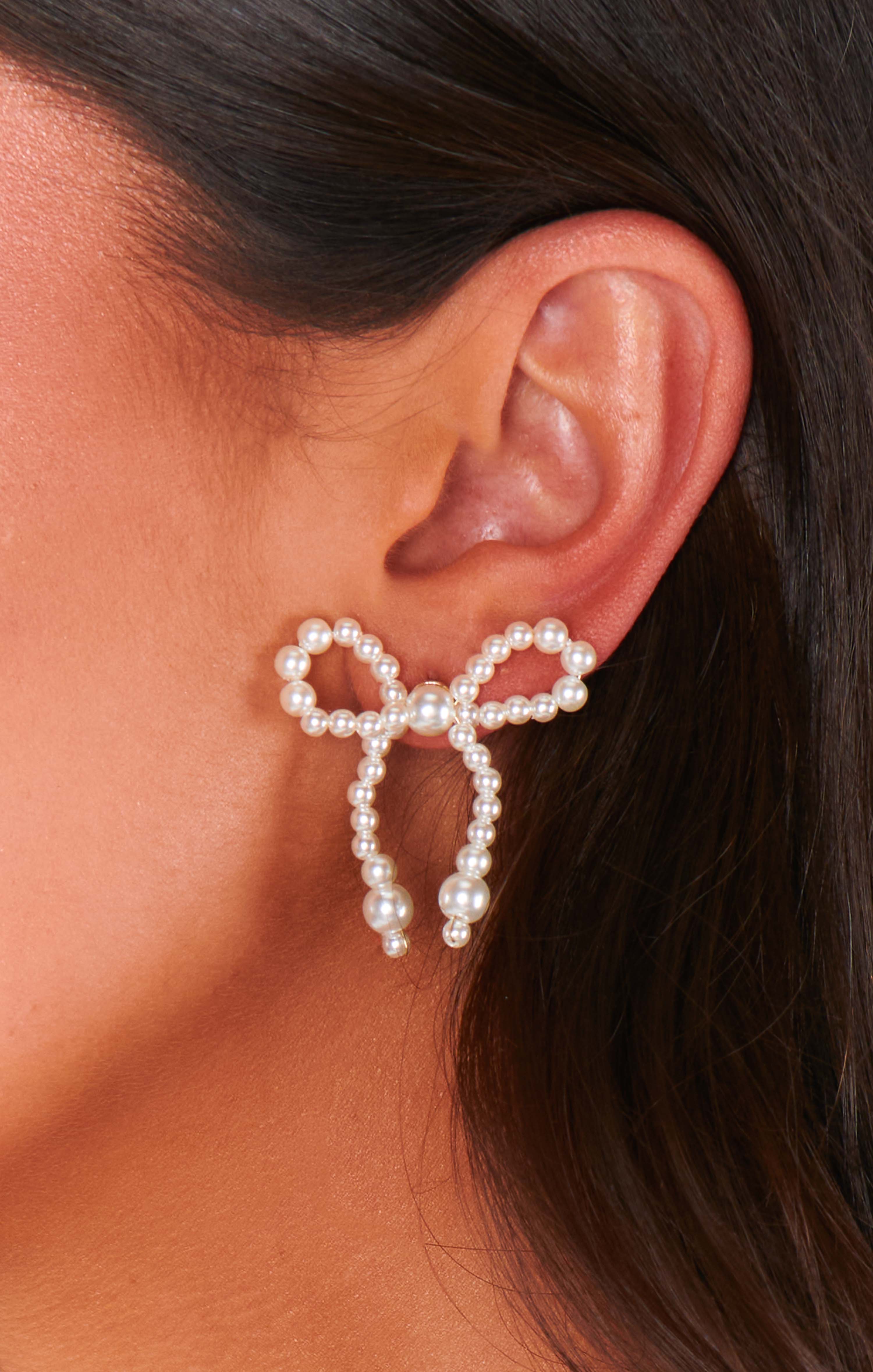 Bow Pearl Earrings with Dangling Beads | Elegant & Playful Jewelry