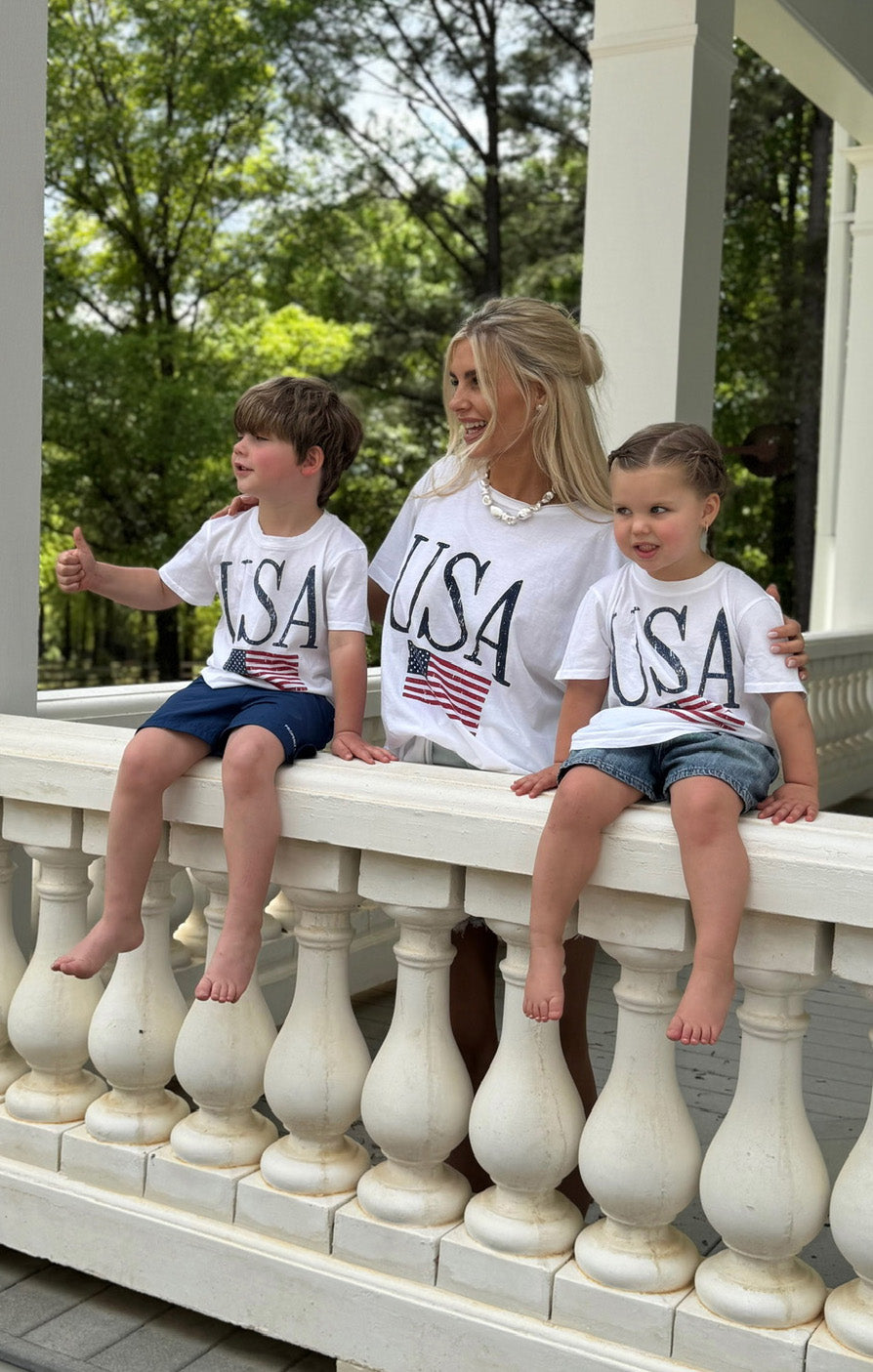 USA Flag Graphic Baby Tee | Little Travis Tee
