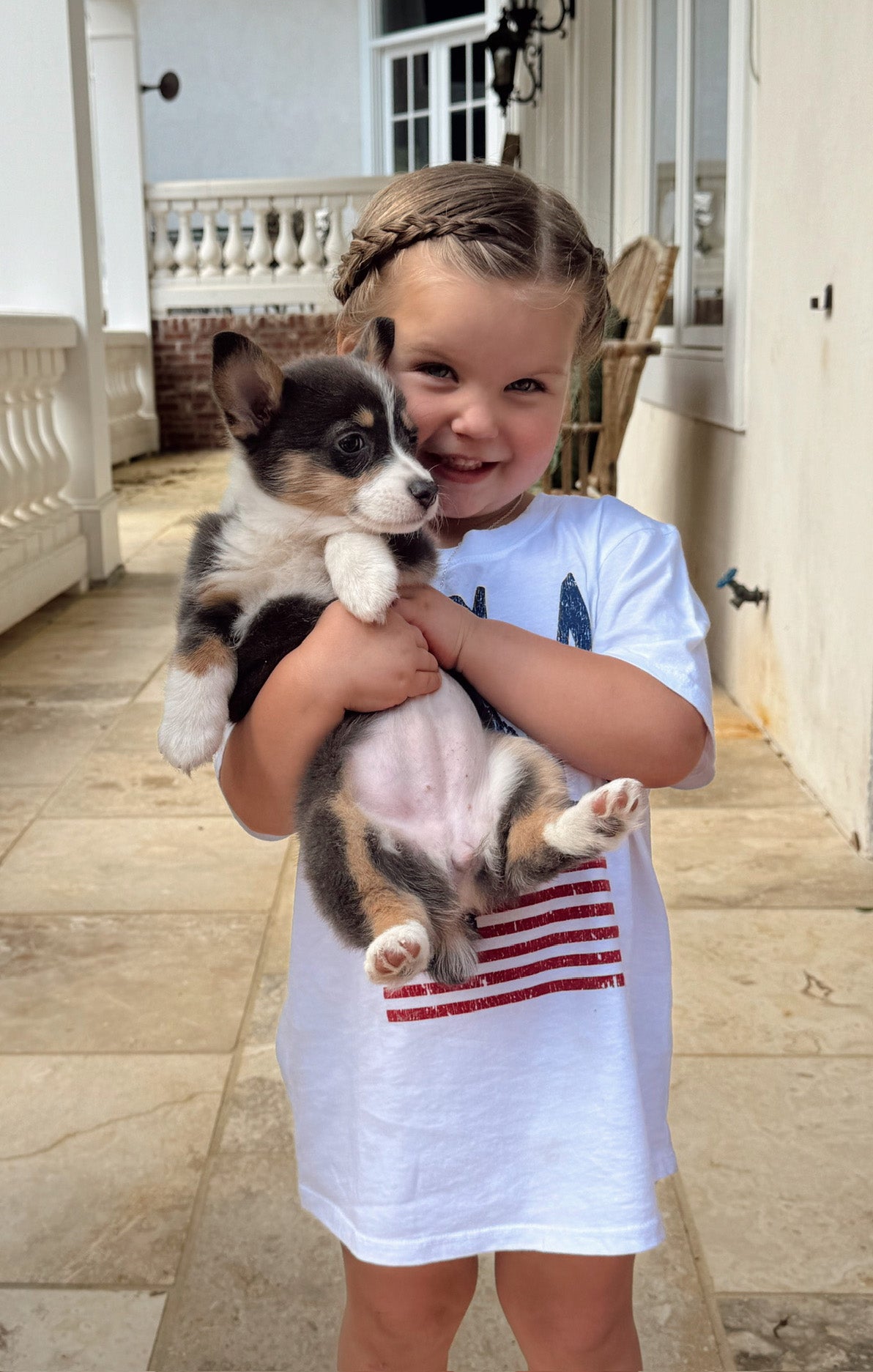 USA Flag Graphic Baby Tee | Little Travis Tee