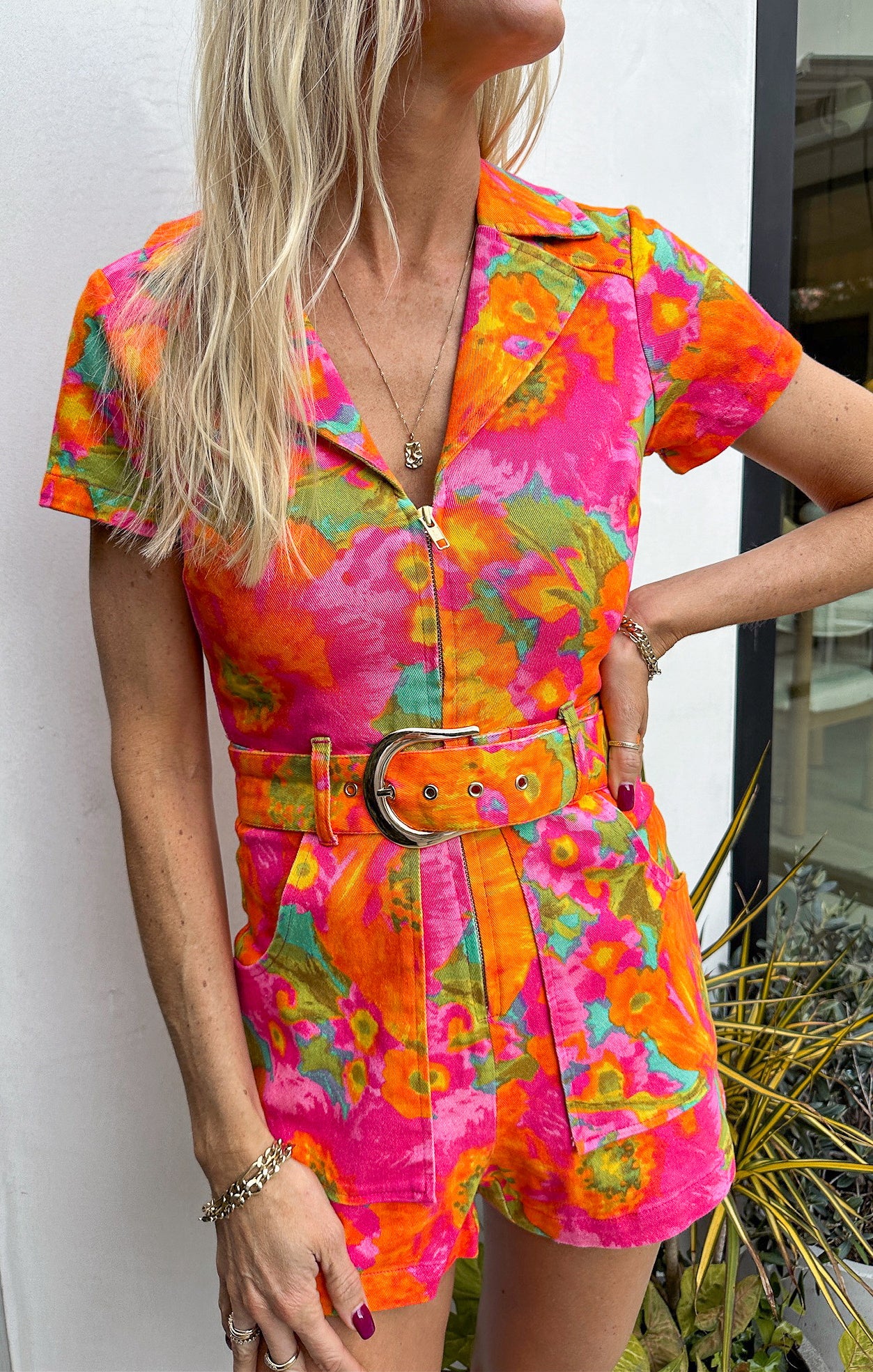 Denim Romper with Front Zip & Cargo Pockets | Miss Malibu Outlaw