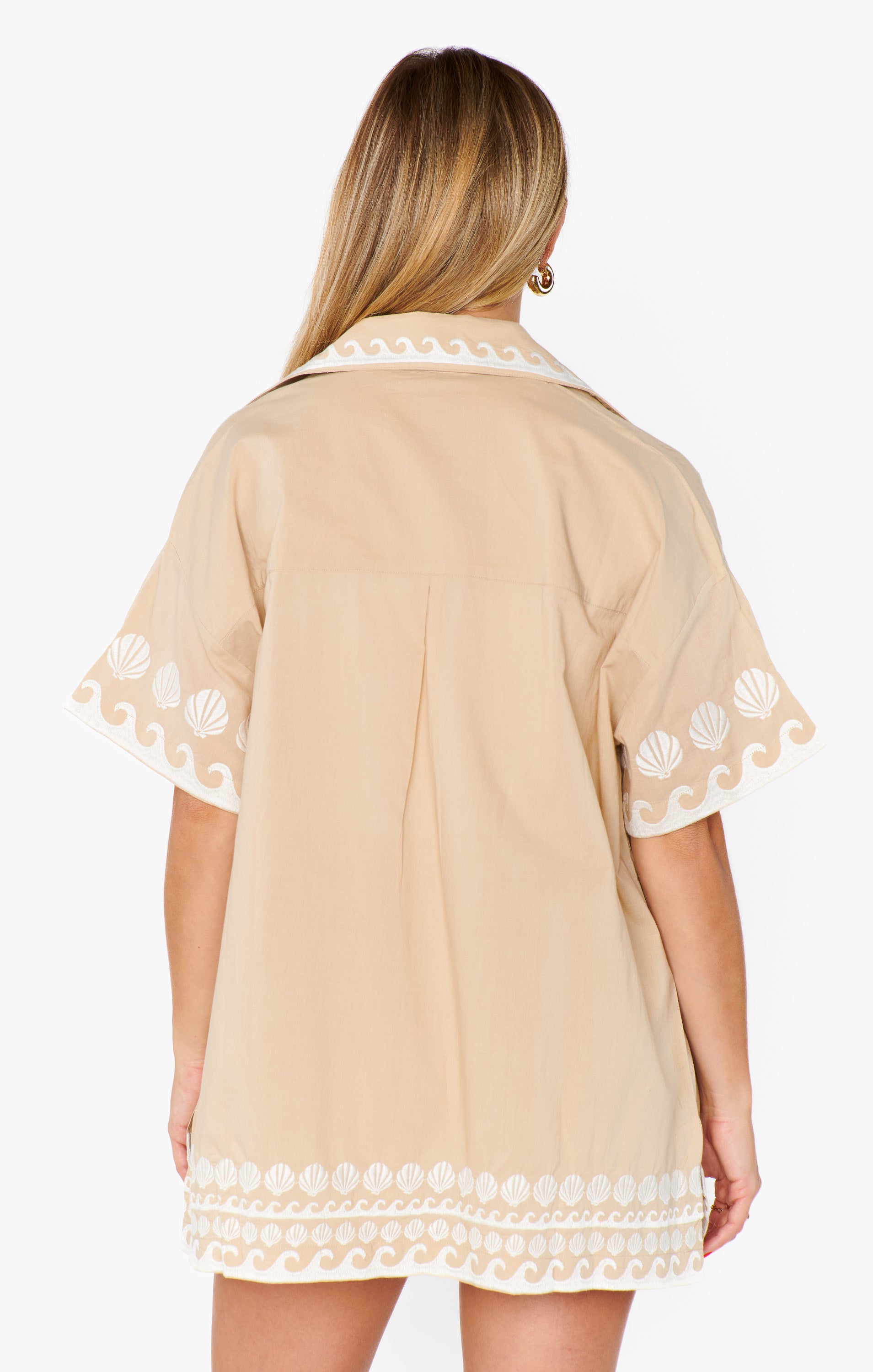 Oversized Poplin Button Down Shirt | Parker Latte Capri Shells