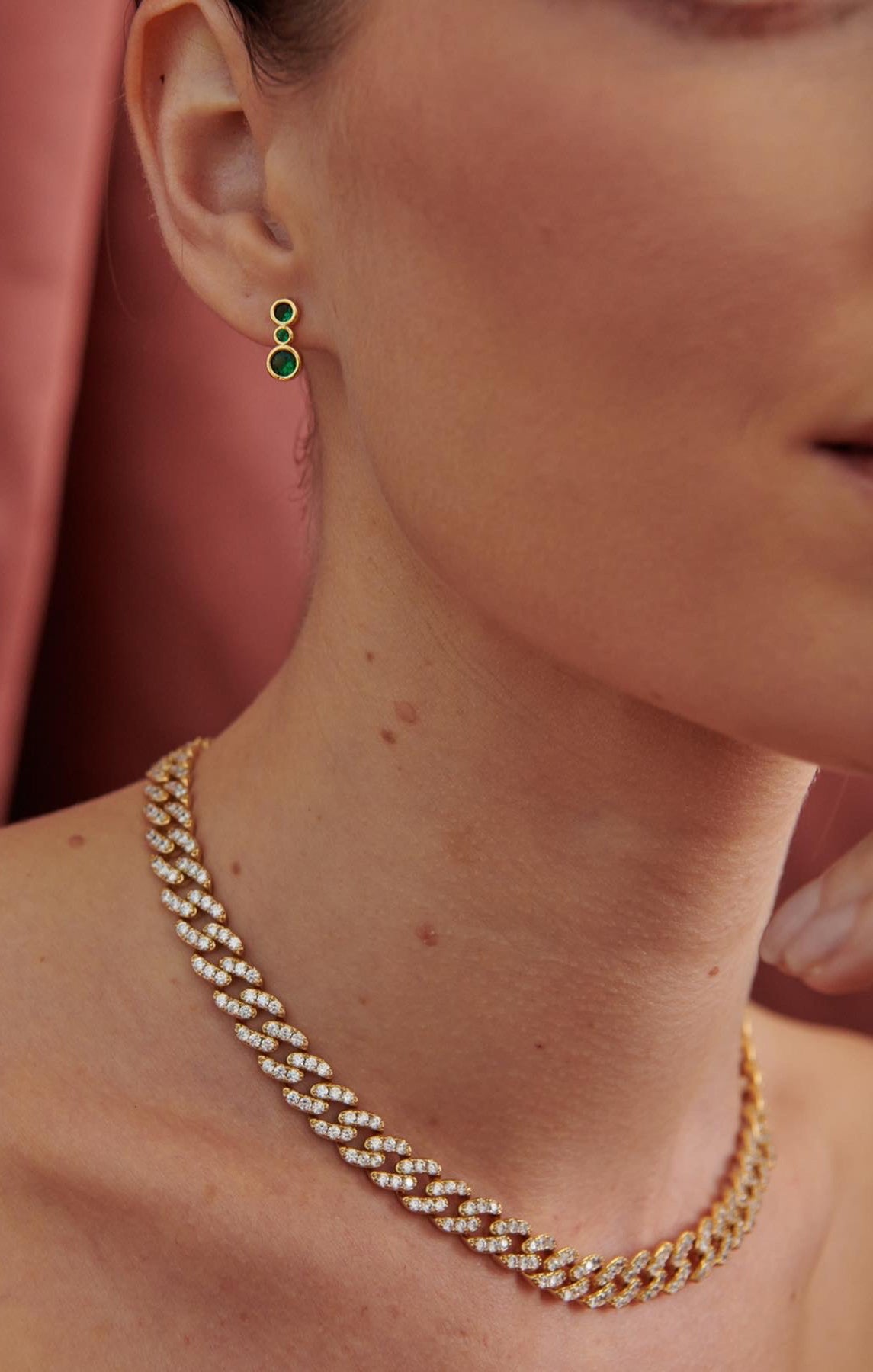 Frosted Link Necklace 9mm with Sparkle | OMA The Label Gold
