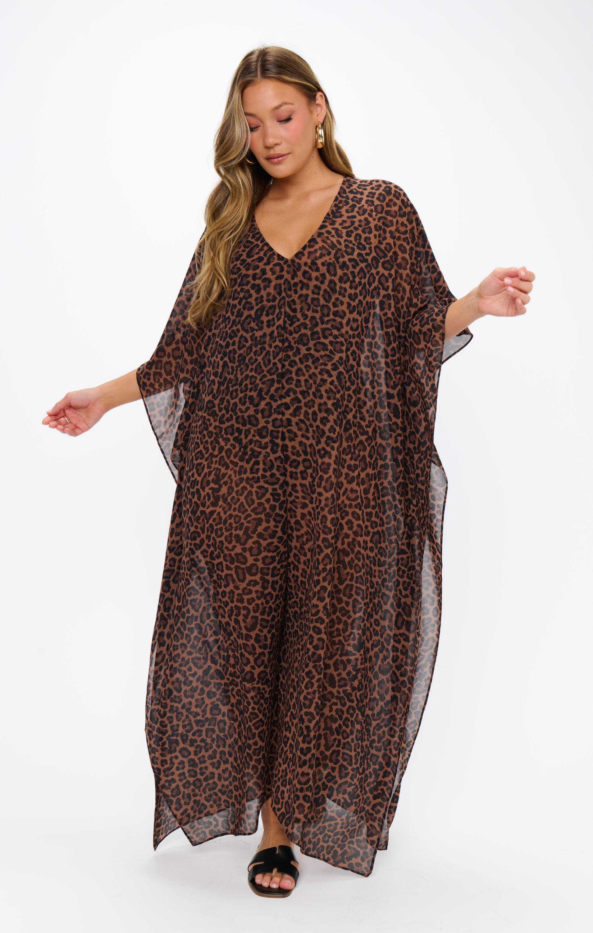 Leopard Print Maxi Kaftan for Beach & Vacation | Hana TruMu
