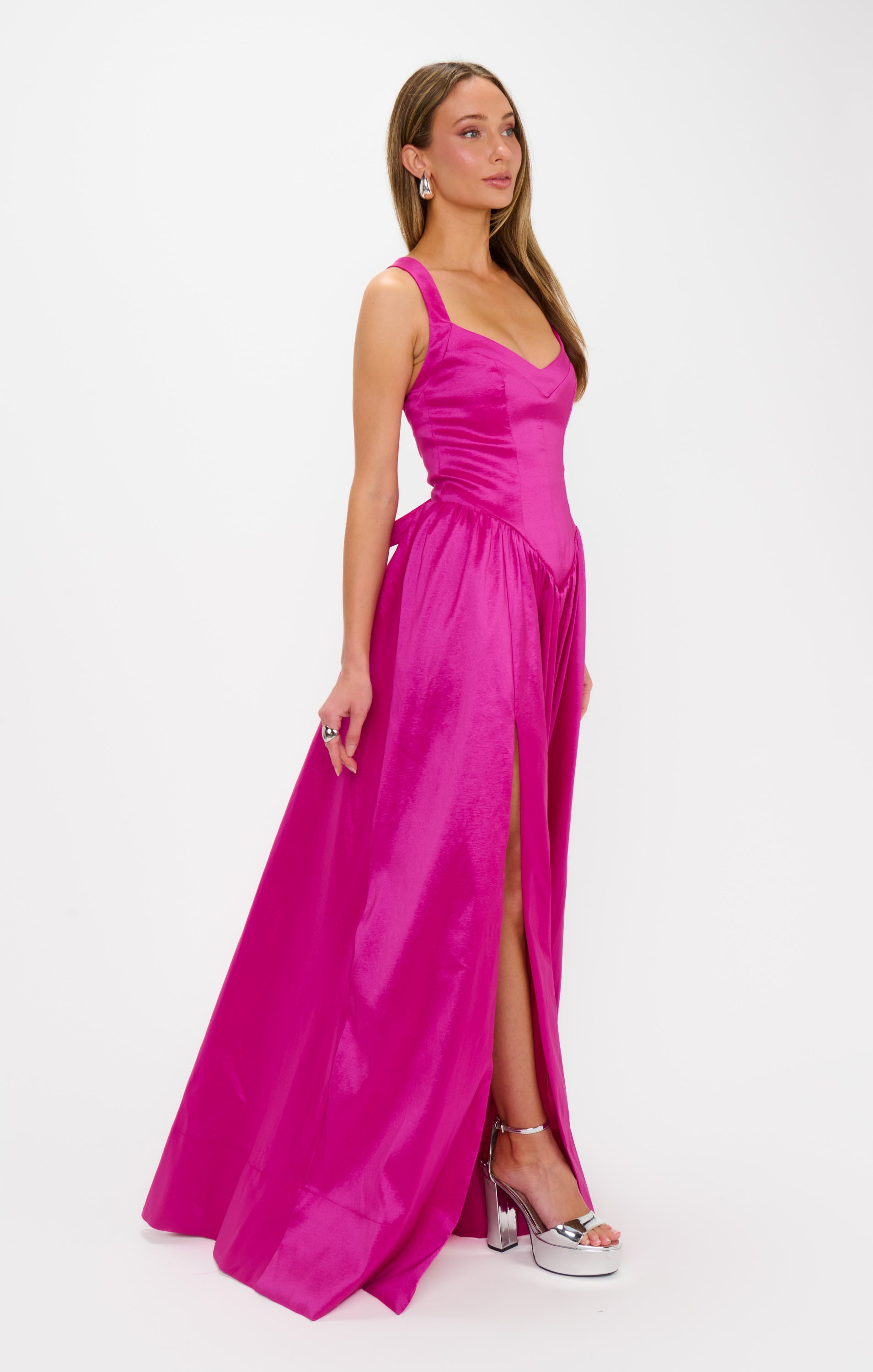 Elegant Maxi Dress with Sweetheart Neckline & Leg Slit | Abigail