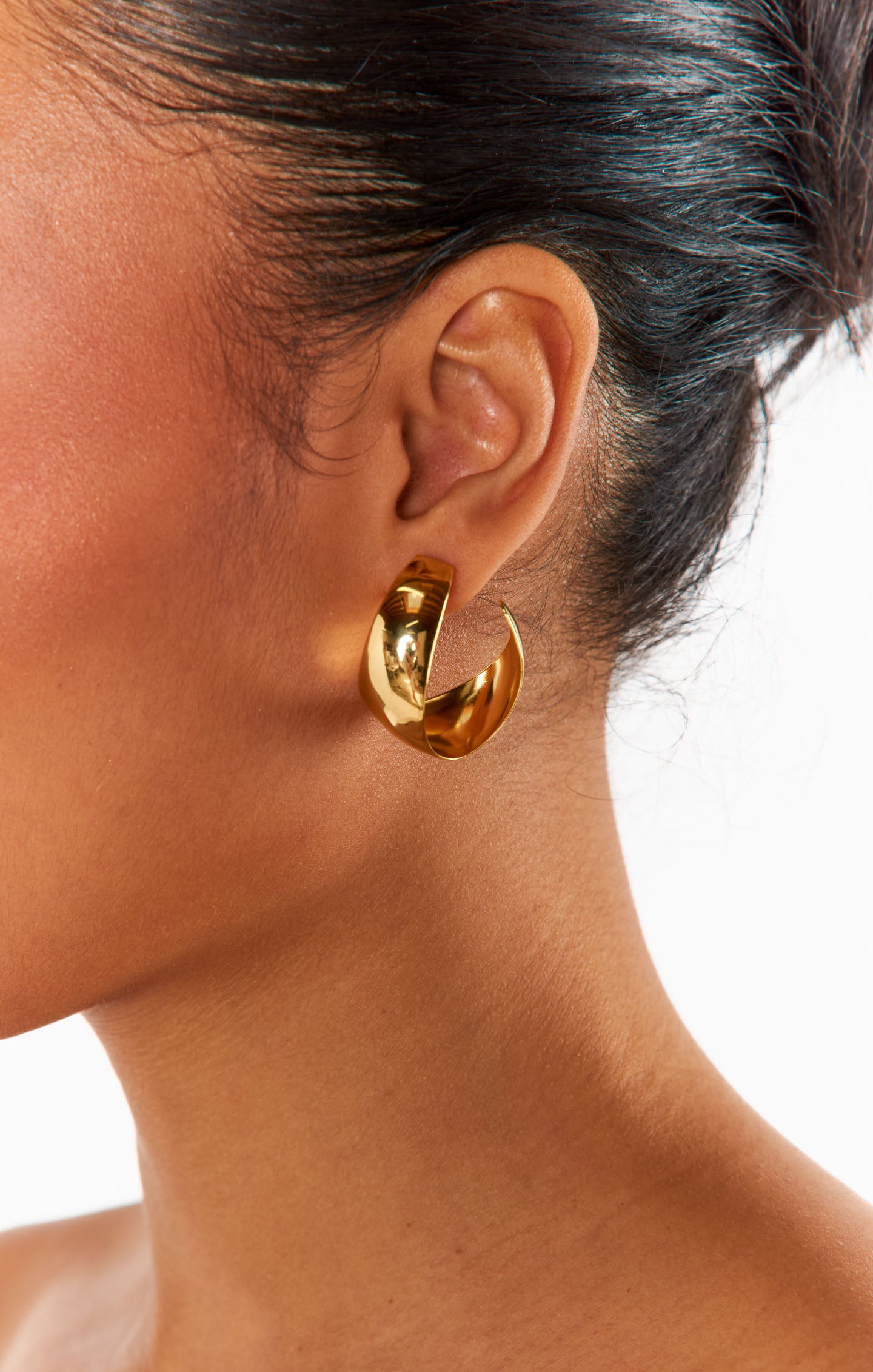 Gold Ribbon Hoop Earrings for Women | Faithy Jewels