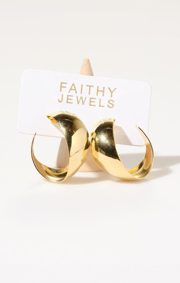 Gold Ribbon Hoop Earrings for Women | Faithy Jewels