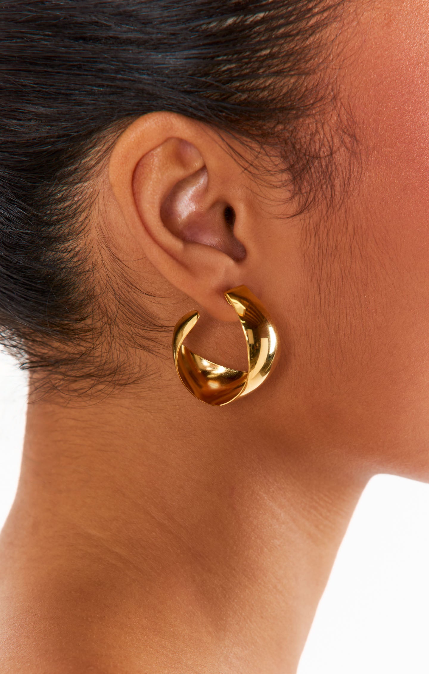 Gold Ribbon Hoop Earrings for Women | Faithy Jewels