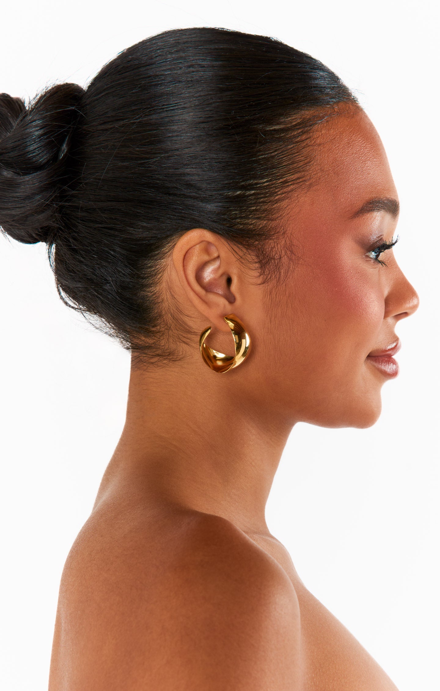 Gold Ribbon Hoop Earrings for Women | Faithy Jewels