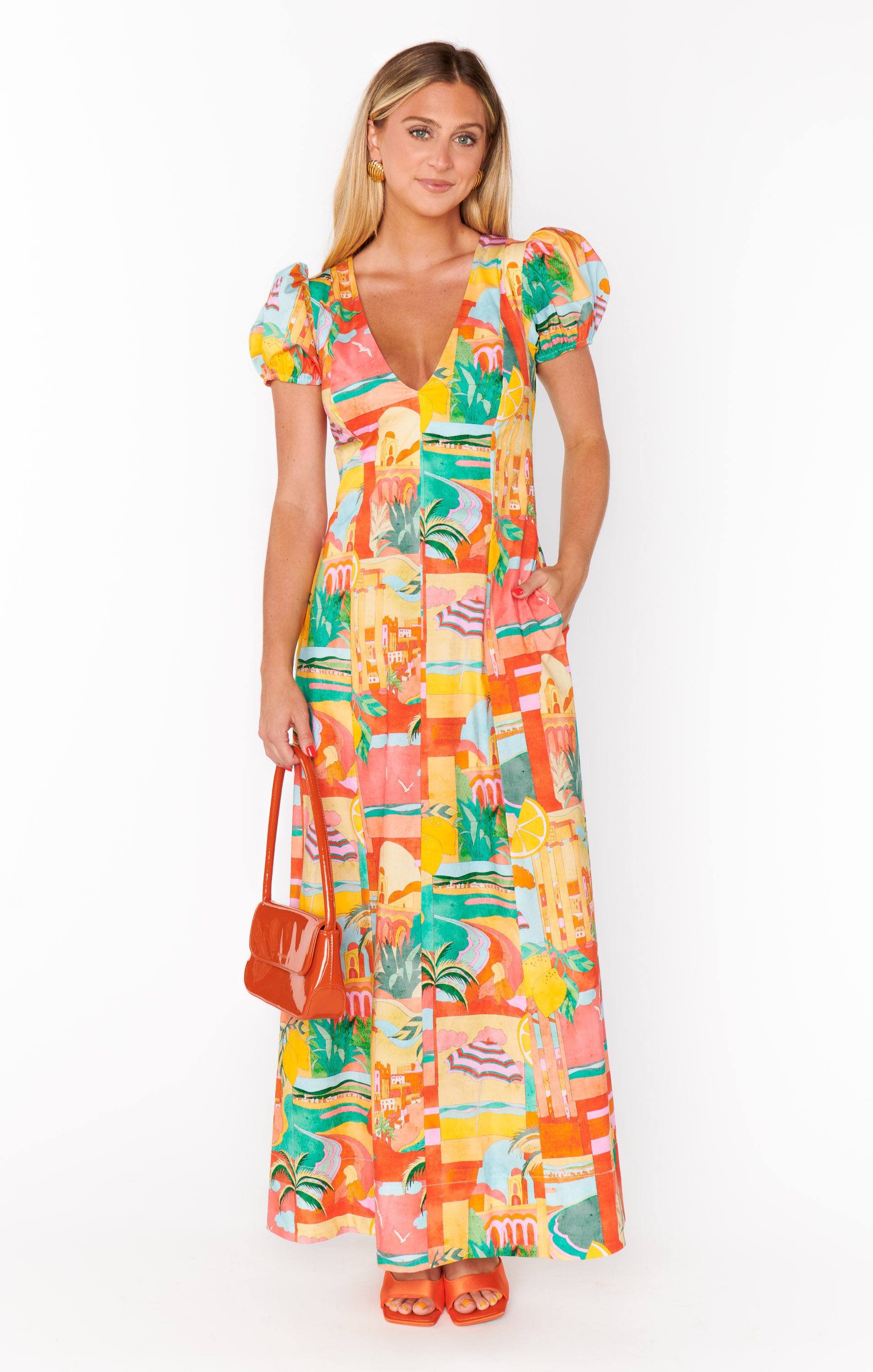 Floral Maxi Dress with Puff Sleeves & Pockets | Postcards From Italia