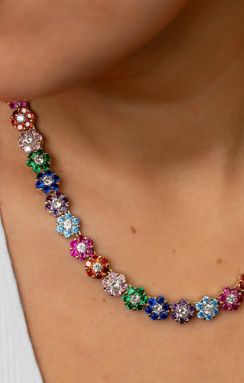Rainbow Crystal Bouquet Necklace | Bracha