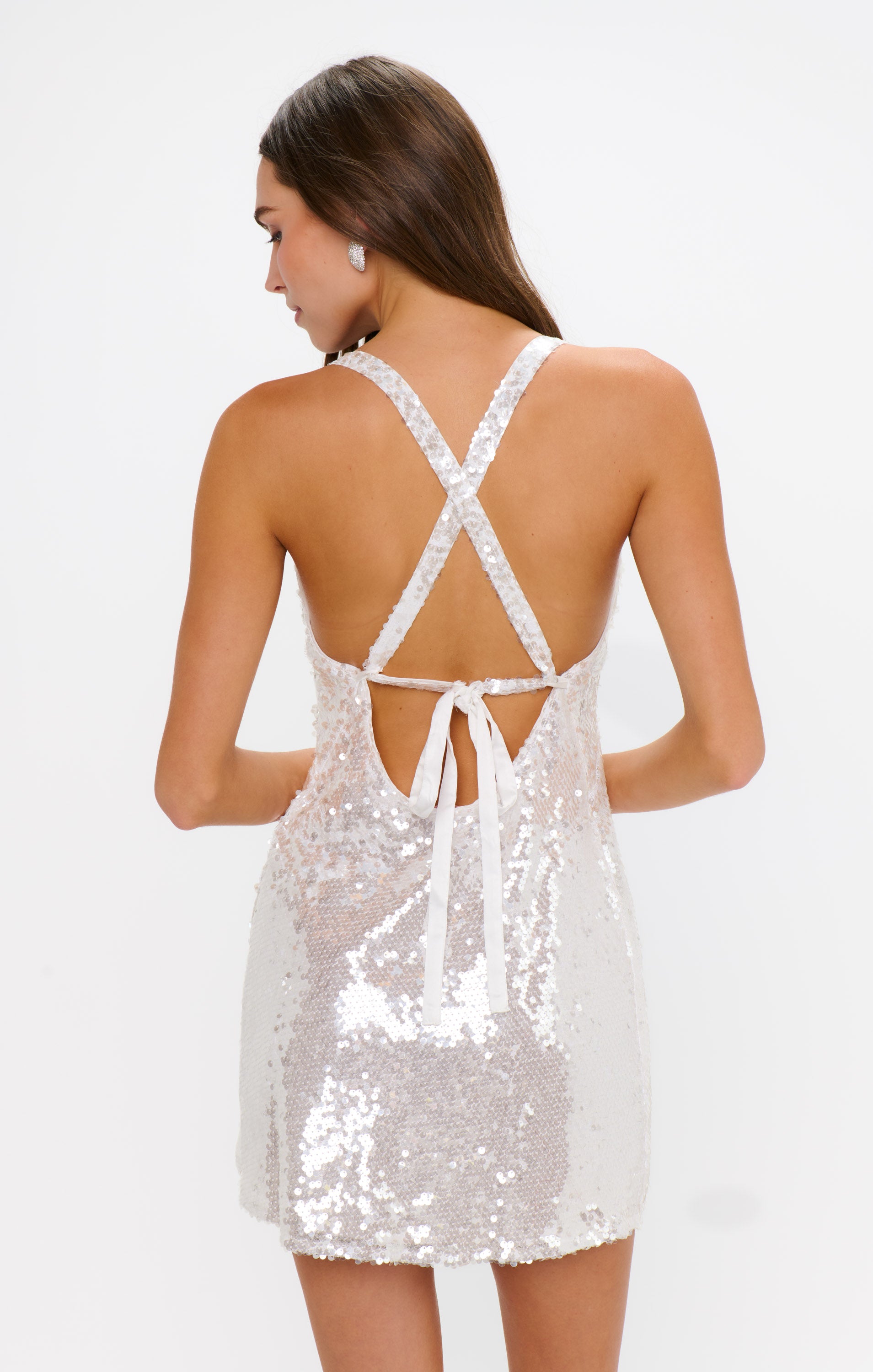 Sequined Mini Dress with Open Back & Crisscross Ties | Anderson