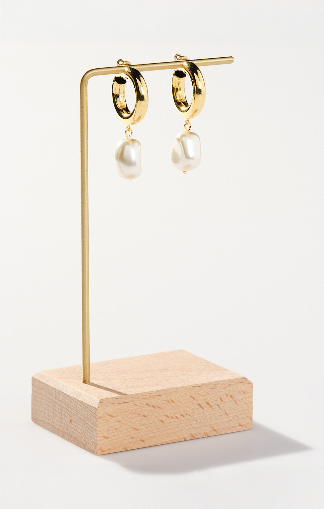 Pearl Accent Hoop Earrings in Gold | Faithy Jewels Ivy Hoops