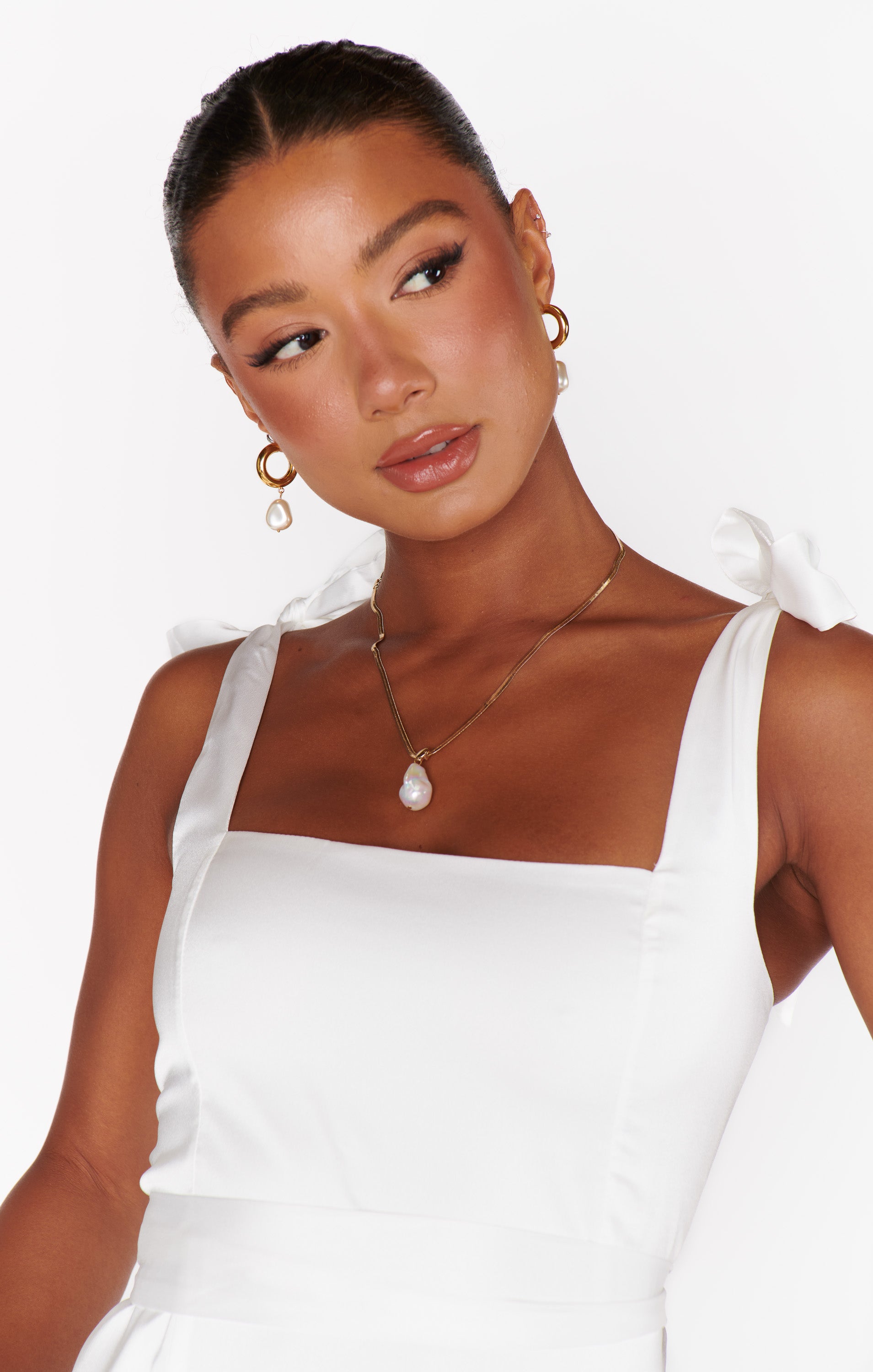 Pearl Accent Hoop Earrings in Gold | Faithy Jewels Ivy Hoops