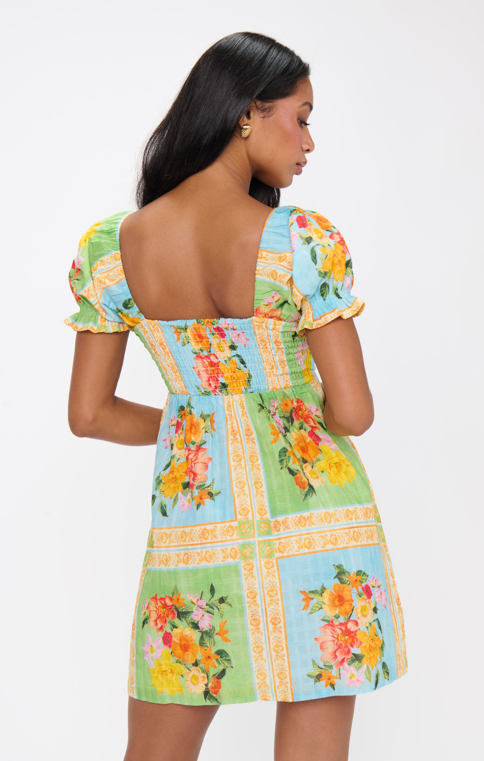 Puff Sleeve Mini Dress with Sweetheart Neckline | Country Bouquet