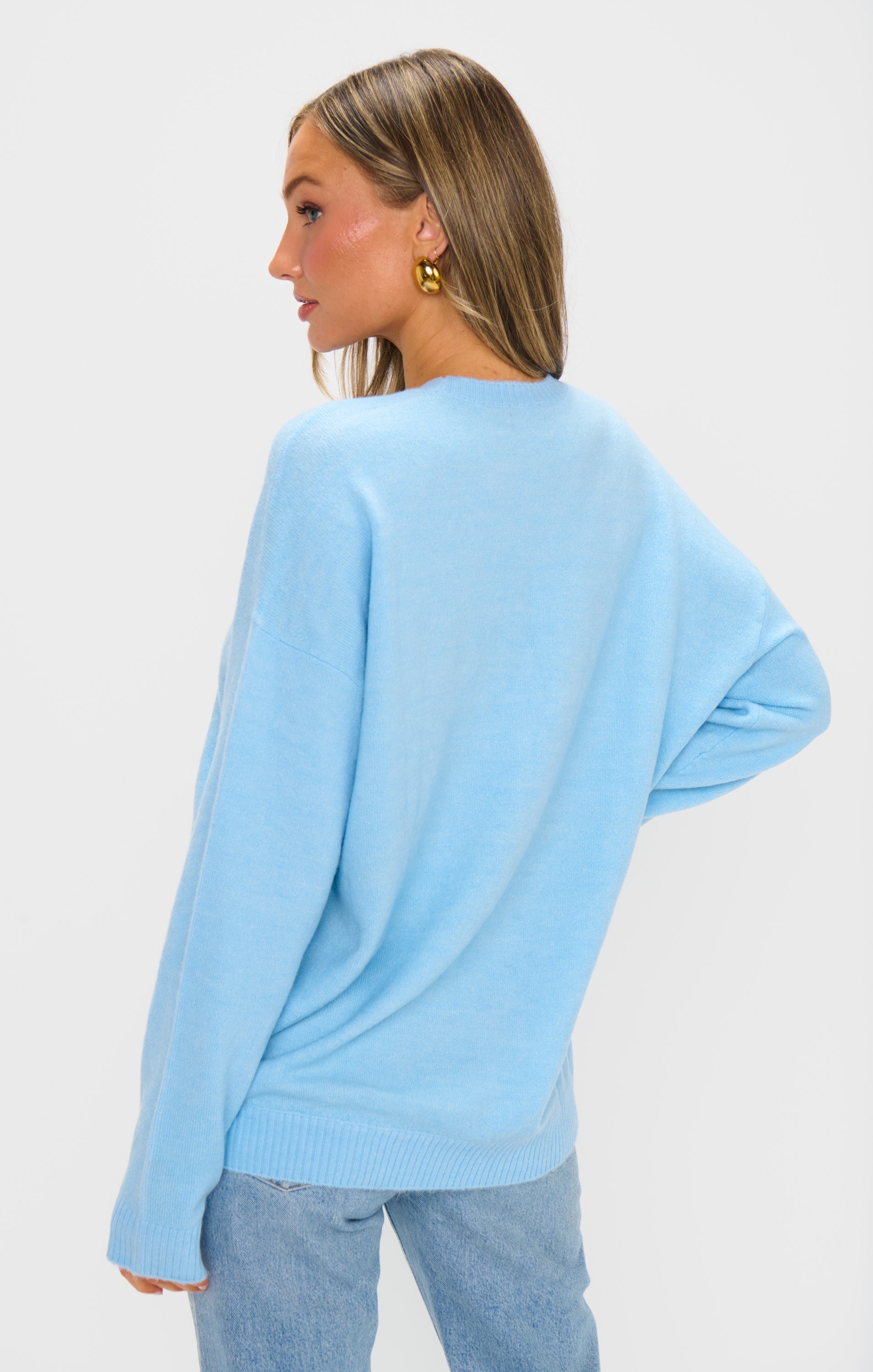 Blue Knit Sweater for Layering | Feel Good Sweater