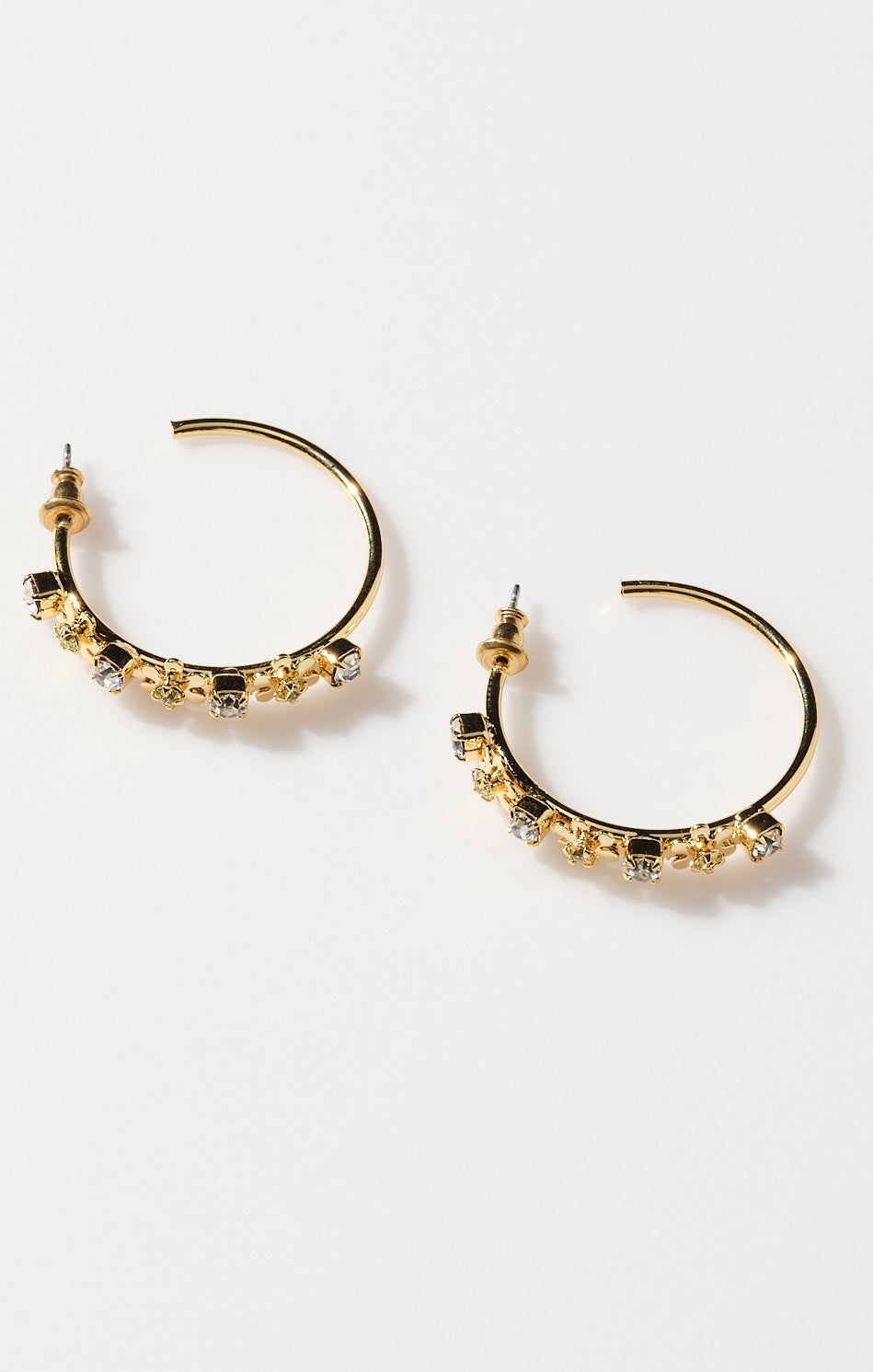 Gold Daisy Hoop Earrings with Crystals | Faithy Jewels