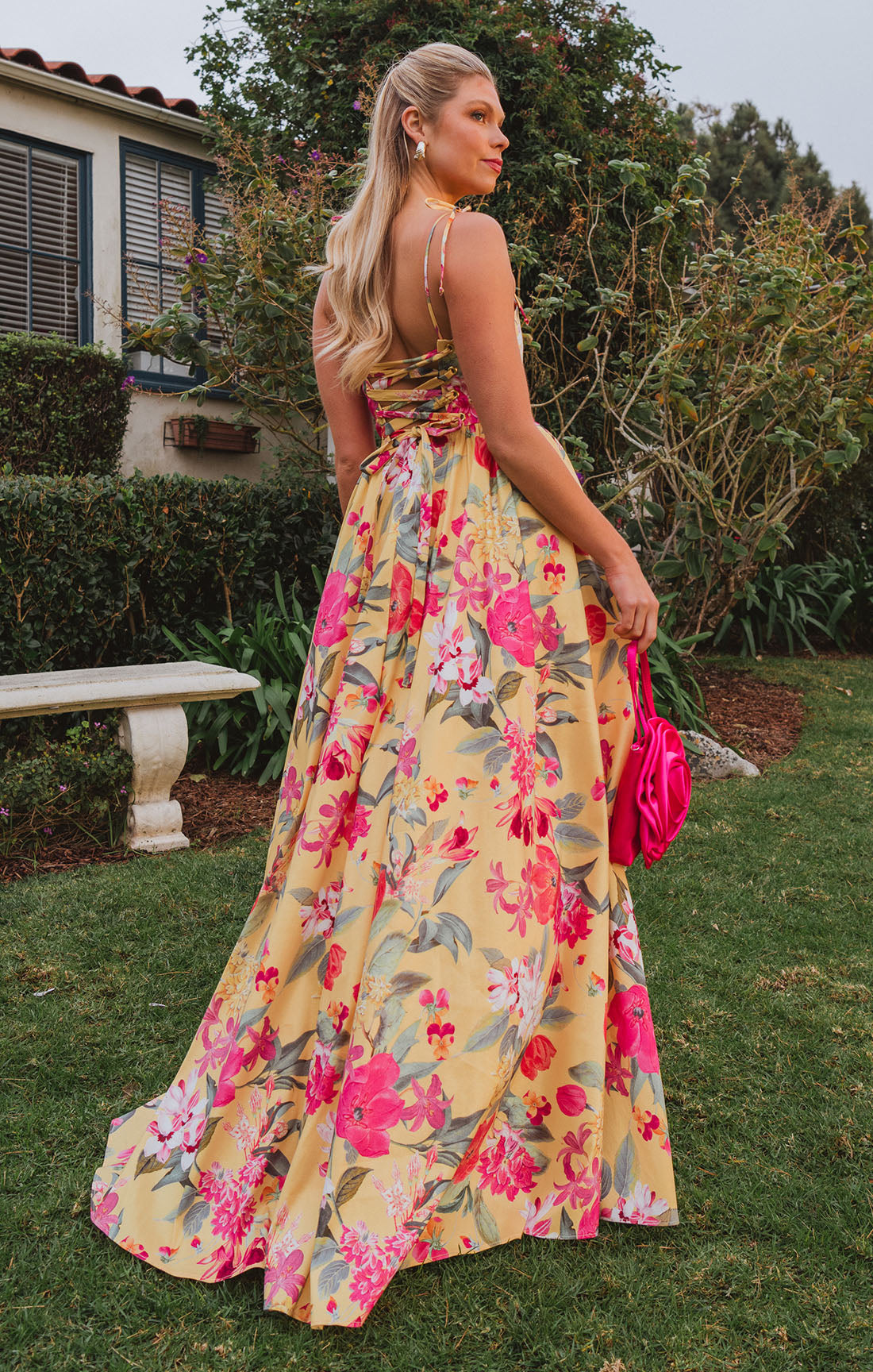 Floral Maxi Dress with Corset Bodice & Side Slit | Juliet