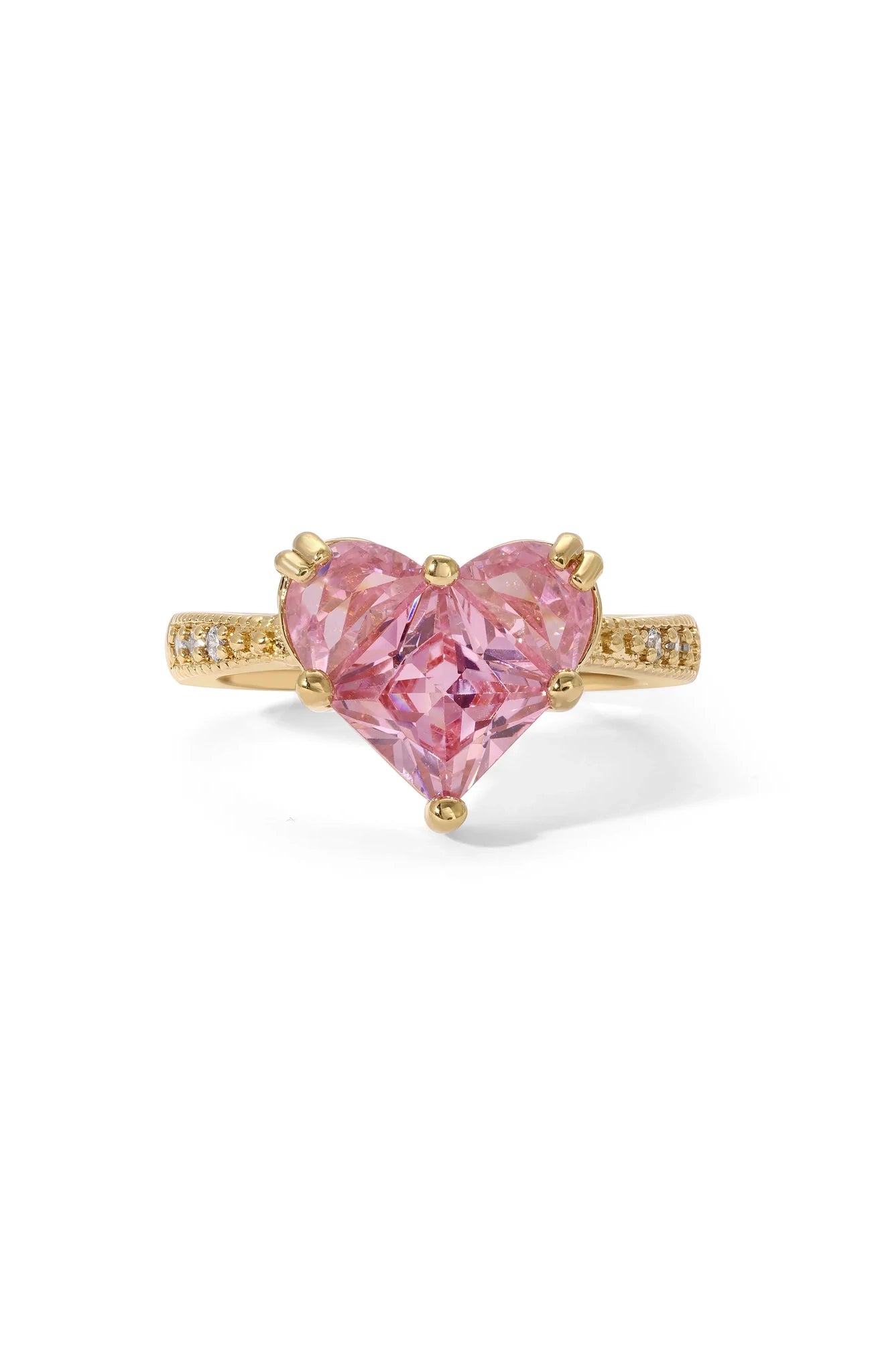 Pink Heart CZ Gold-Plated Ring | Vanessa Mooney Romance Ring