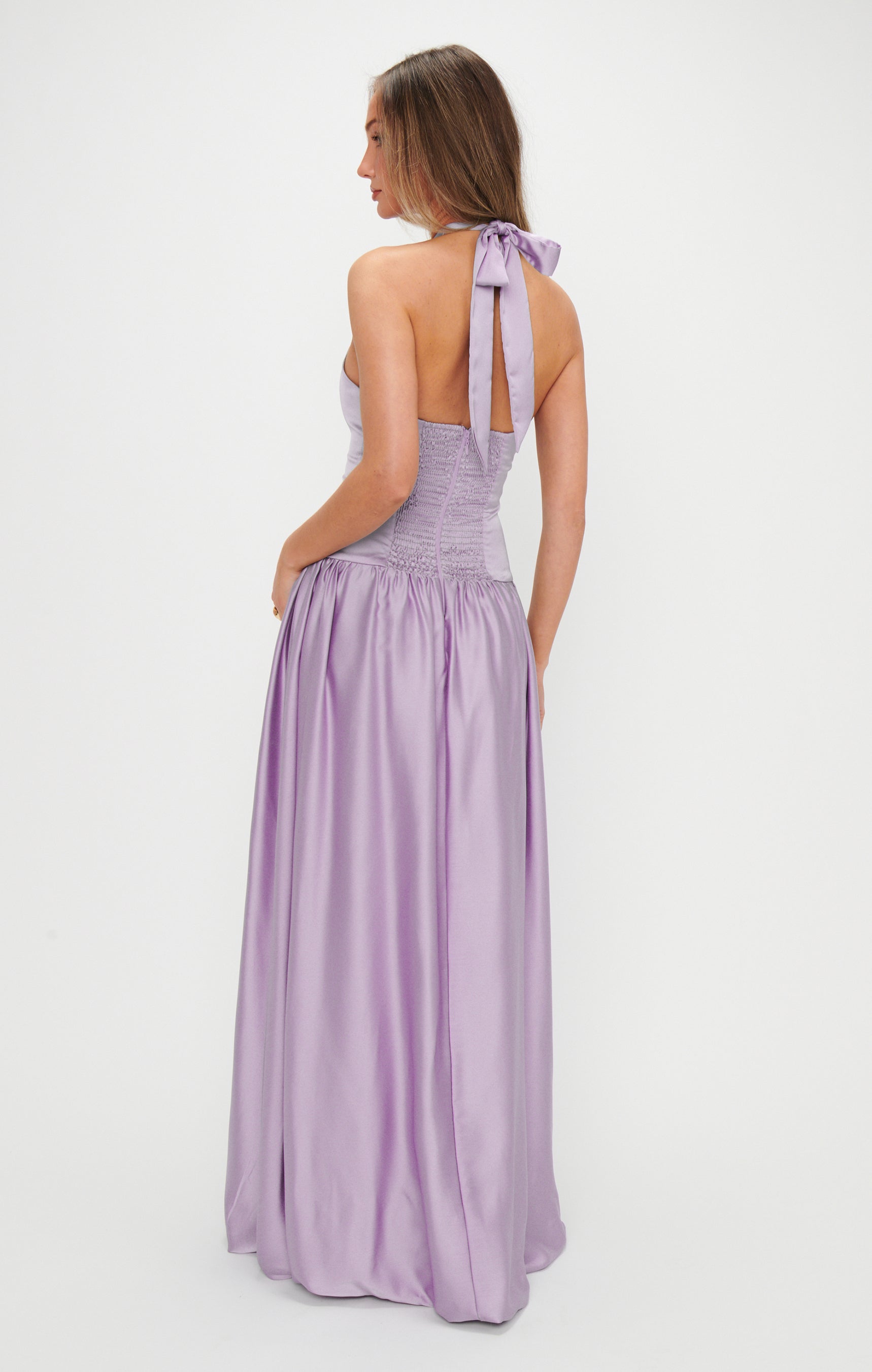 Elegant Halter Maxi Dress for Bridesmaids & Formal Events | Eliza Lavender