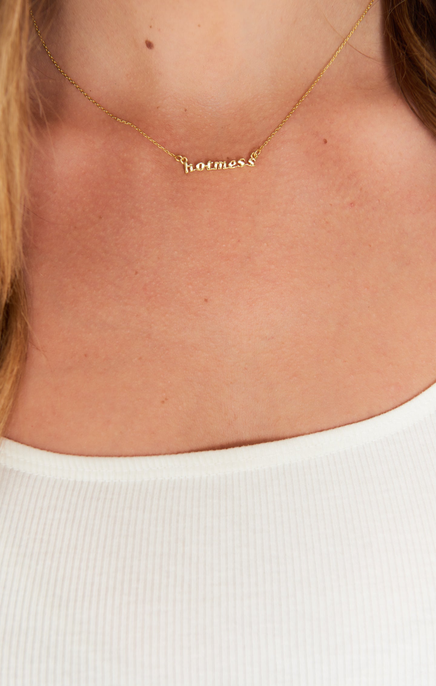 Gold Plated Hot Mess Script Necklace | Jonesy Wood