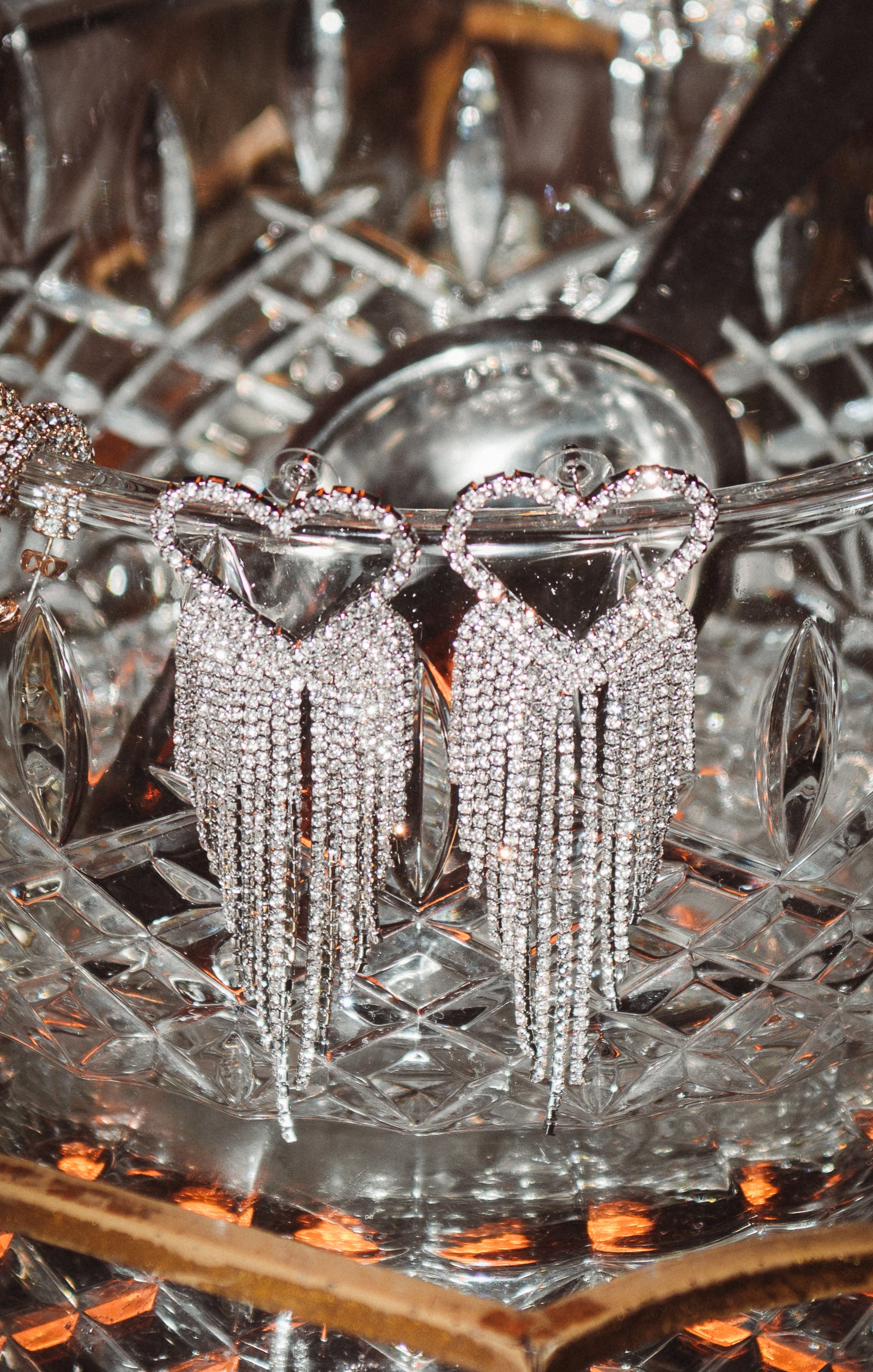 Elegant Crystal Chandelier Earrings in Silver | Petit Moments Glamour